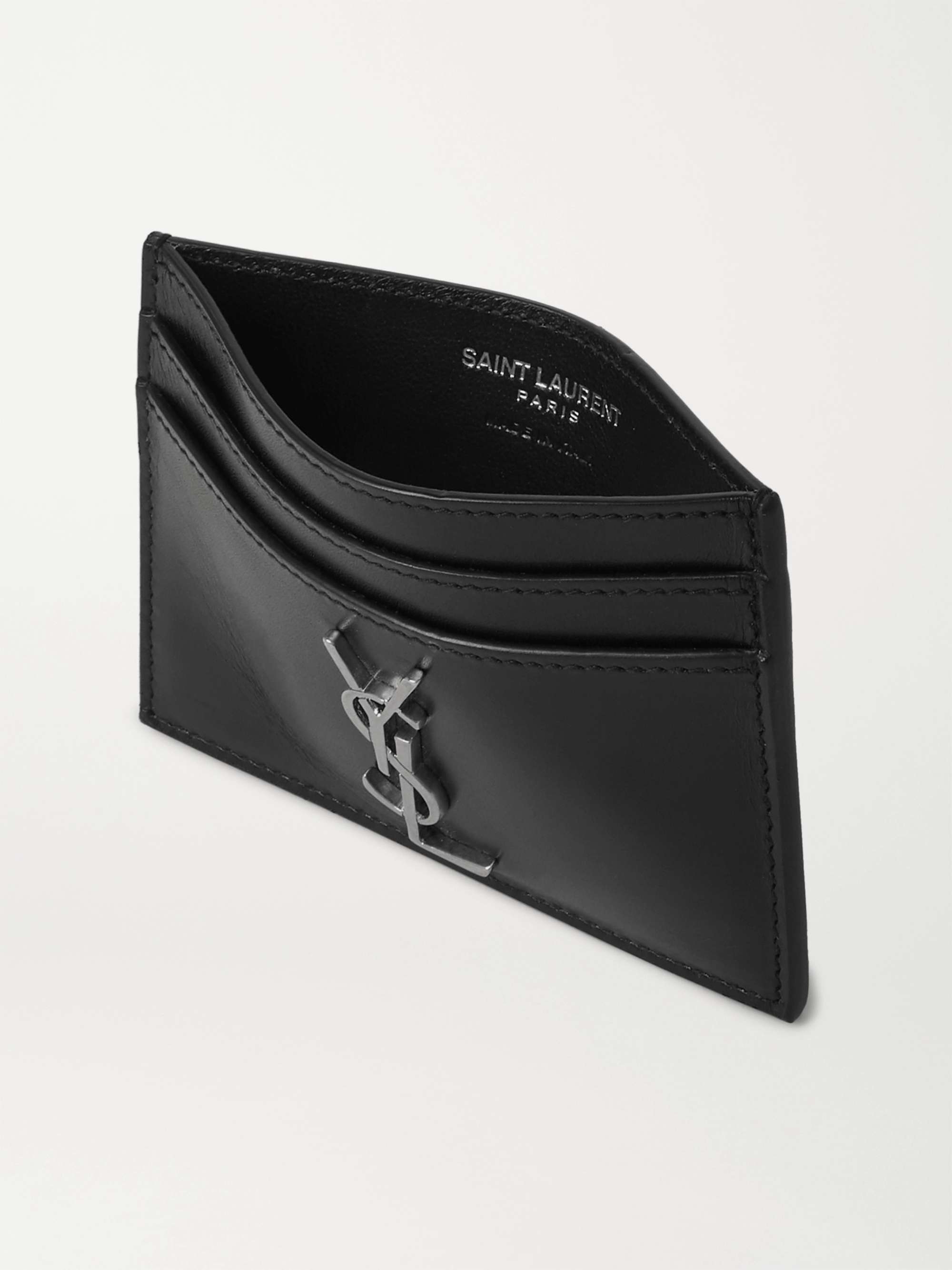SAINT LAURENT Logo-Appliquéd Leather Cardholder