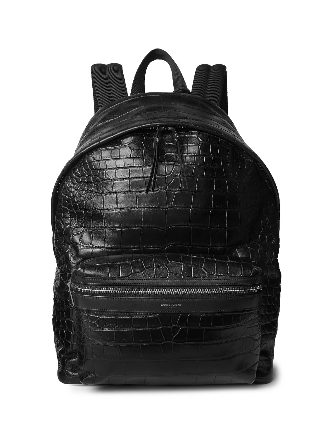 Saint Laurent City Croc-effect Leather Backpack In Black