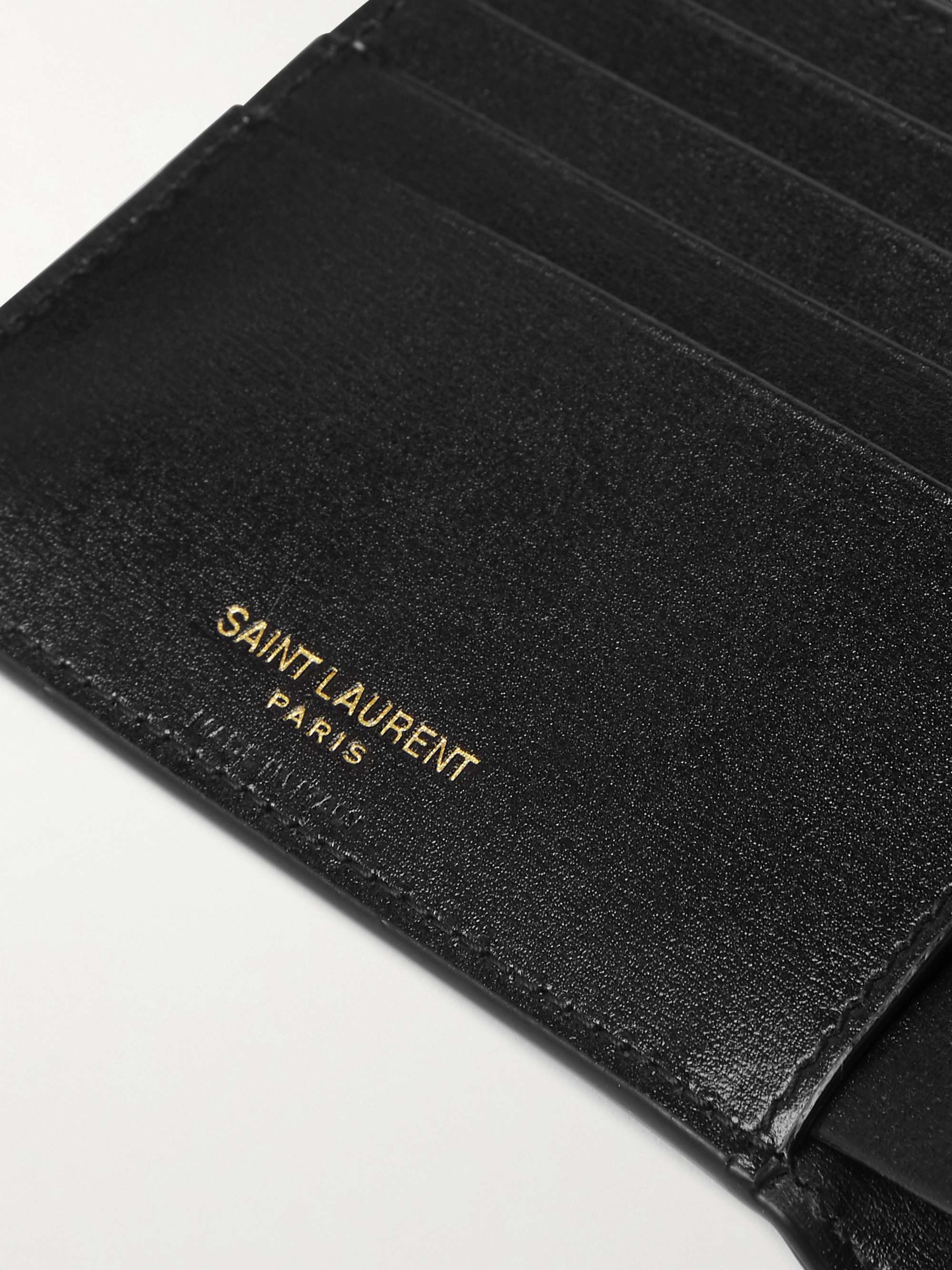 SAINT LAURENT Logo-Appliquéd Leather Billfold Wallet - Men - Black Wallets