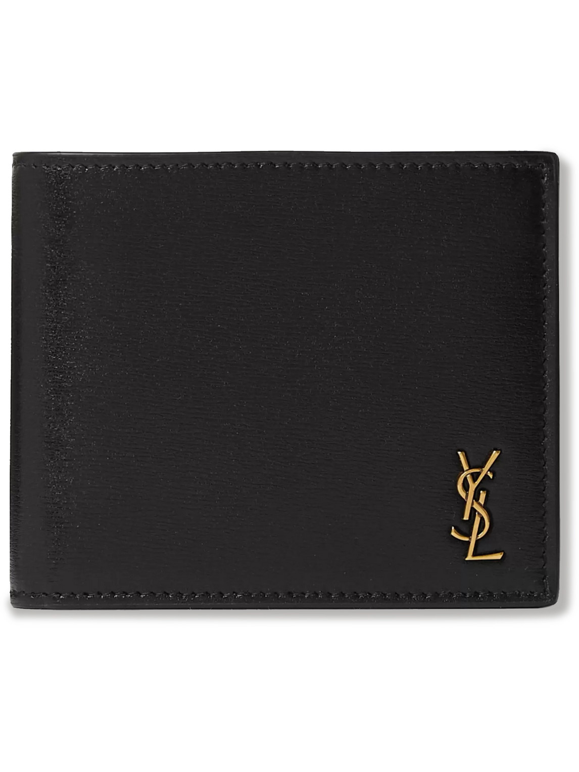 SAINT LAURENT Logo-Appliquéd Leather Billfold Wallet - Men - Black Wallets