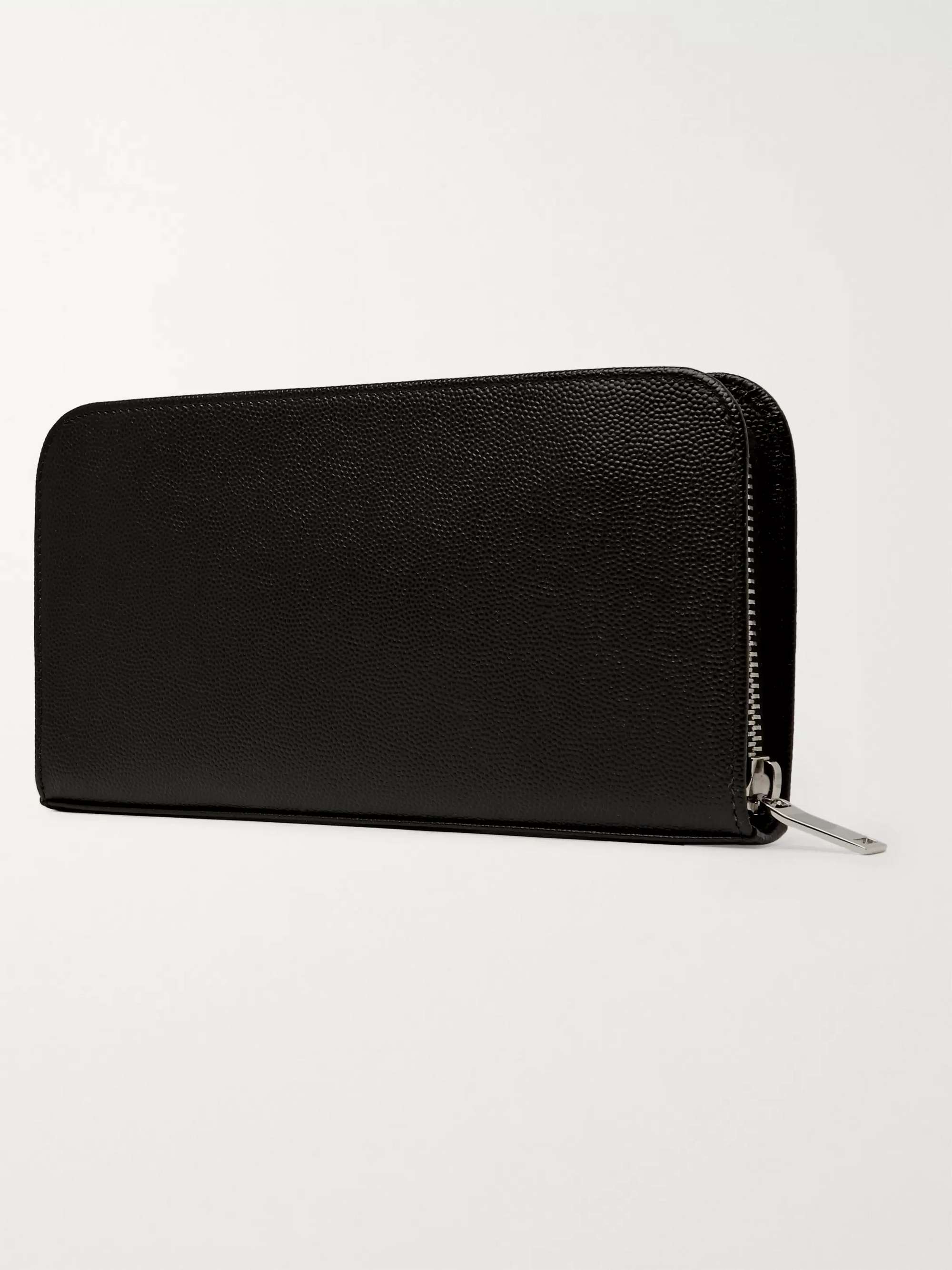 SAINT LAURENT Pebble-Grain Leather Zip-Around Wallet