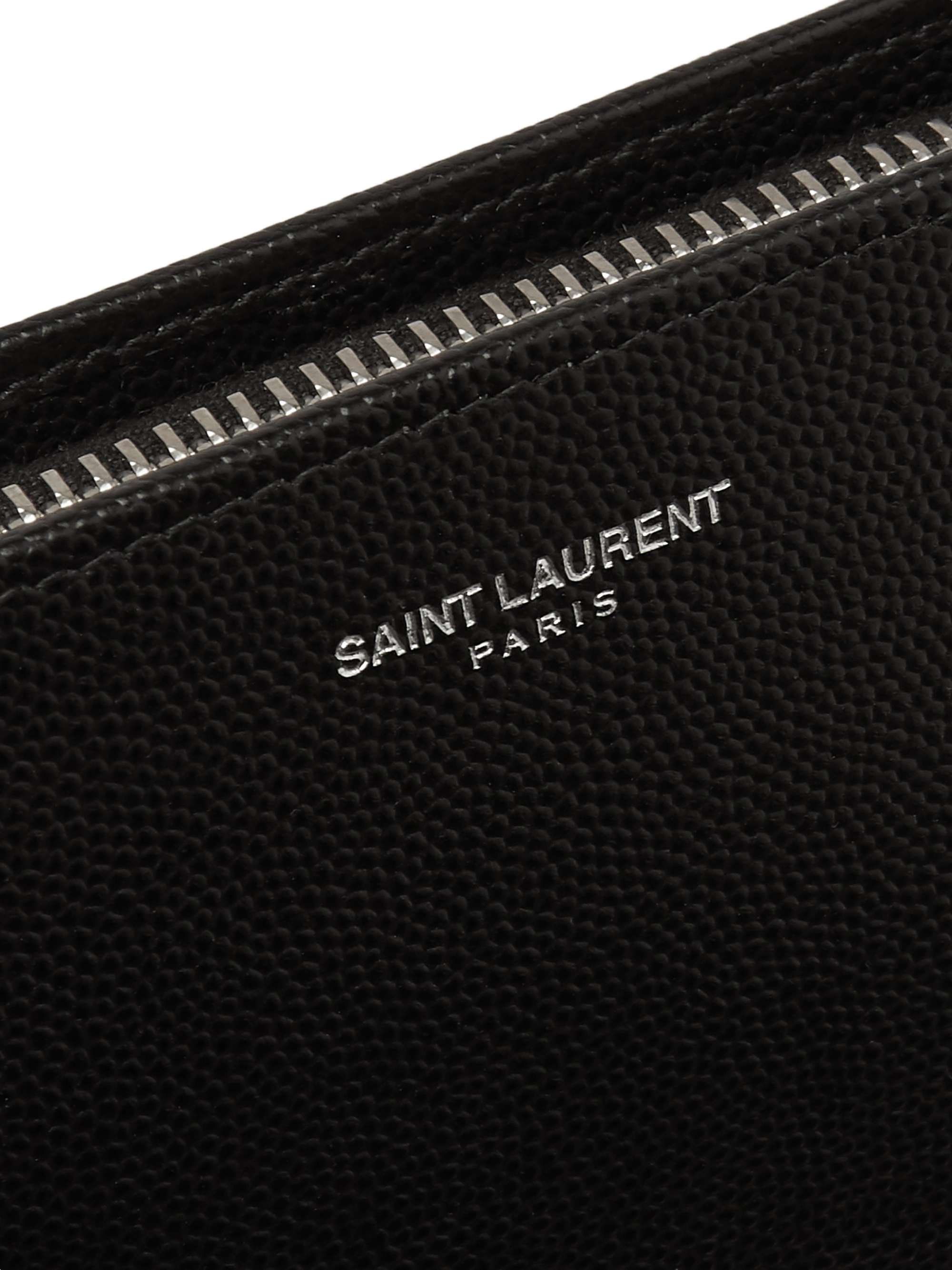 SAINT LAURENT Pebble-Grain Leather Zip-Around Wallet