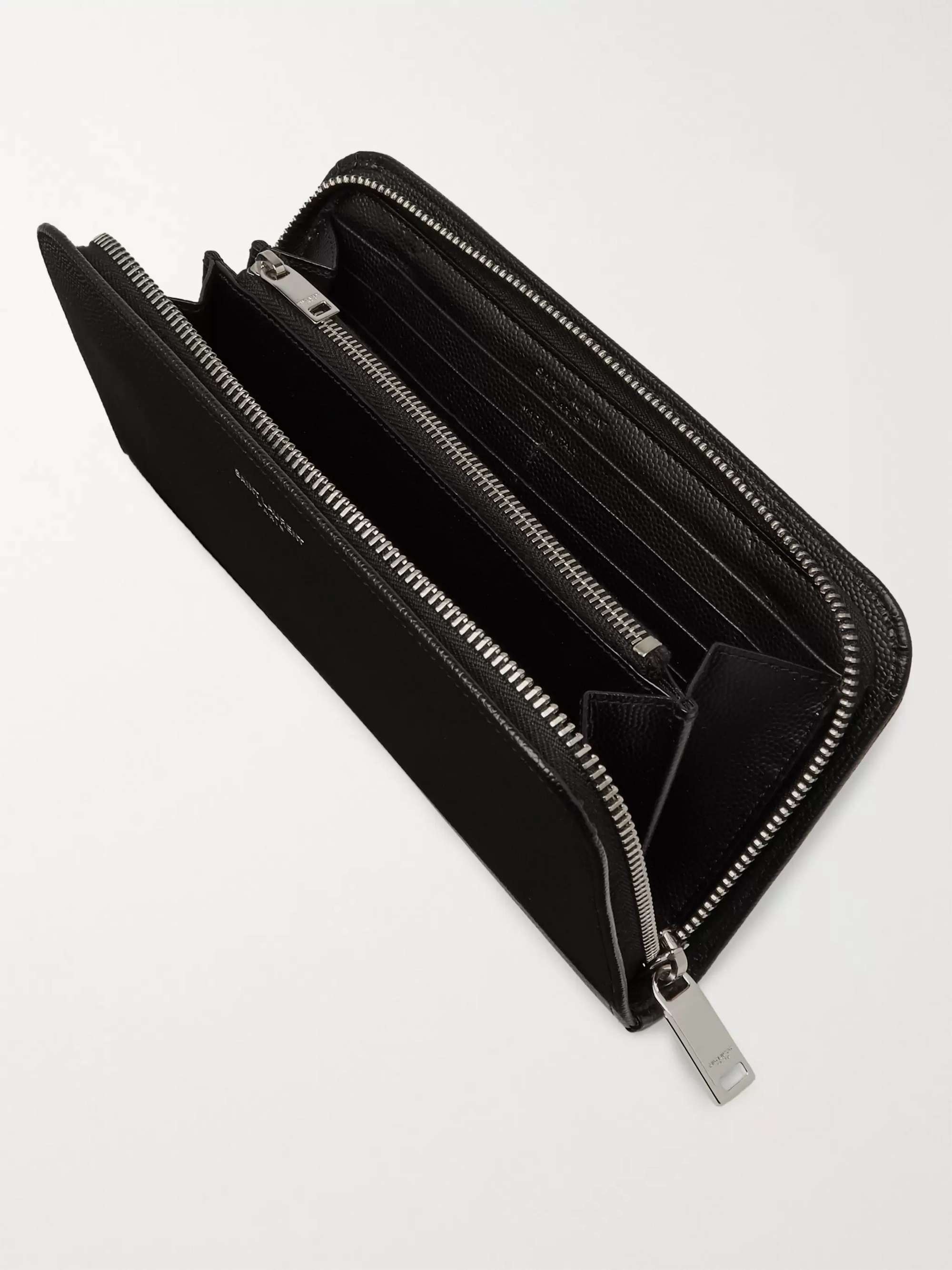 Saint Laurent Zip Around Wallet in Grain de Poudre Embossed Leather