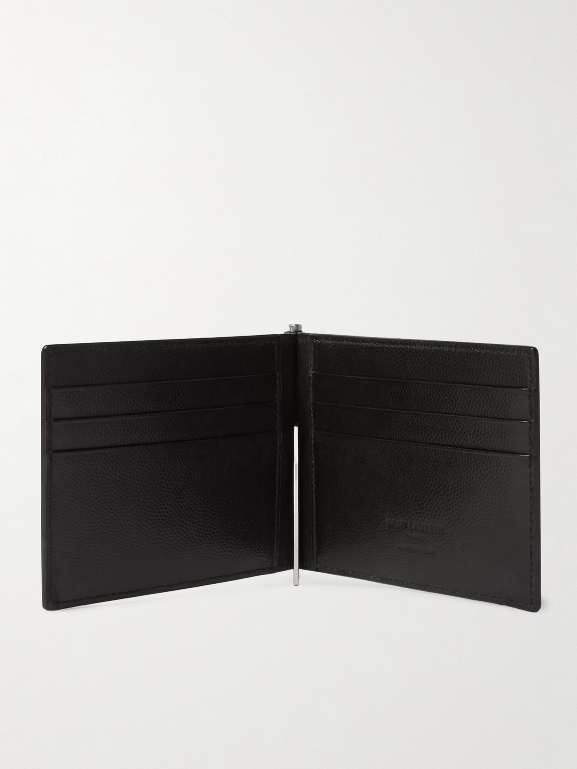  Saint Laurent - Pebble-grain Leather Billfold Wallet With Money Clip - Men - Black 