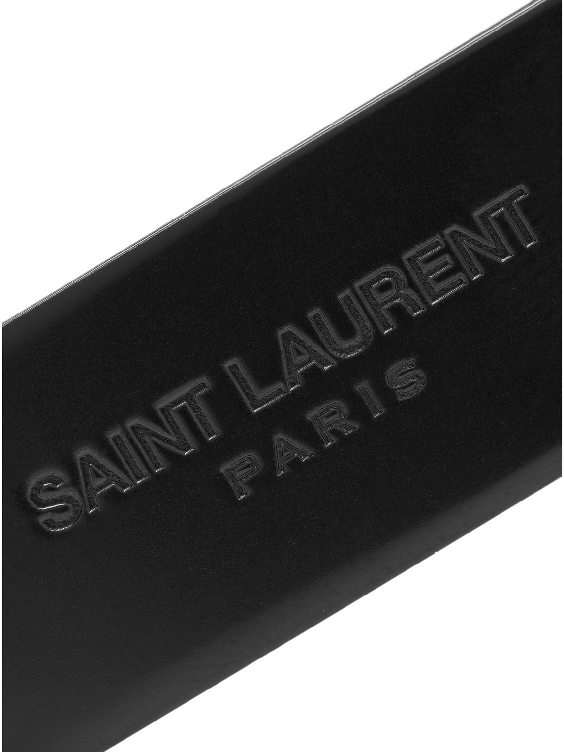 Shop Saint Laurent Logo-engraved Gunmetal-tone Money Clip In Black