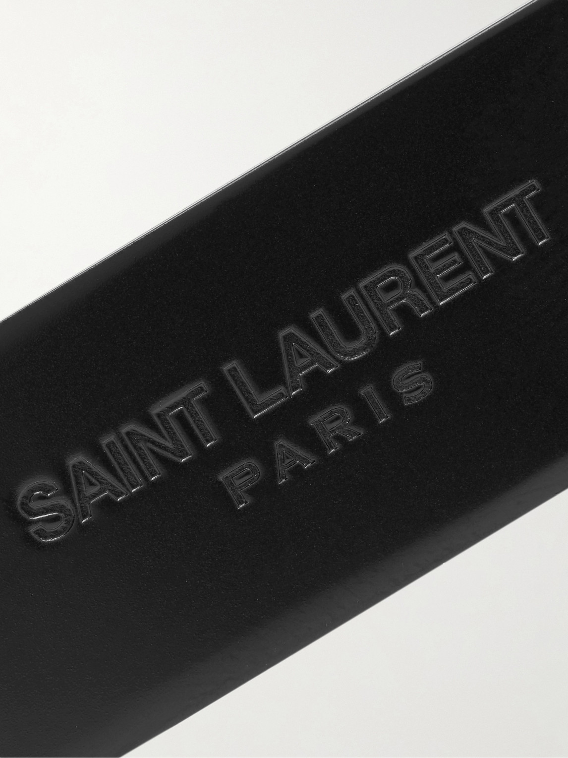 Shop Saint Laurent Logo-engraved Gunmetal-tone Money Clip In Black