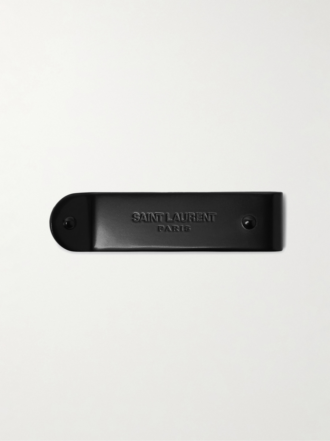 Saint Laurent Logo-engraved Gunmetal-tone Money Clip In Black