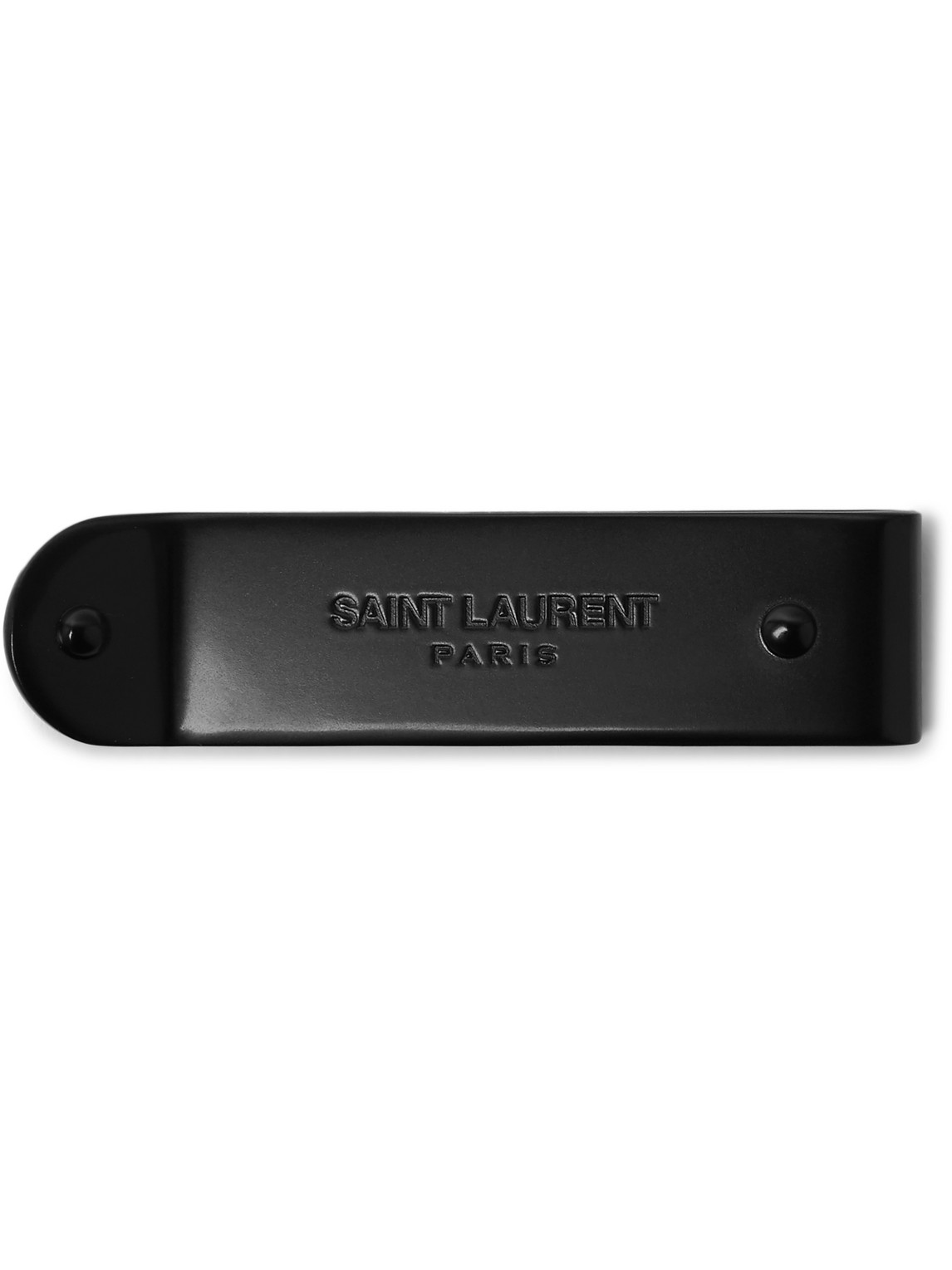 Saint Laurent Logo-engraved Gunmetal-tone Money Clip In Black