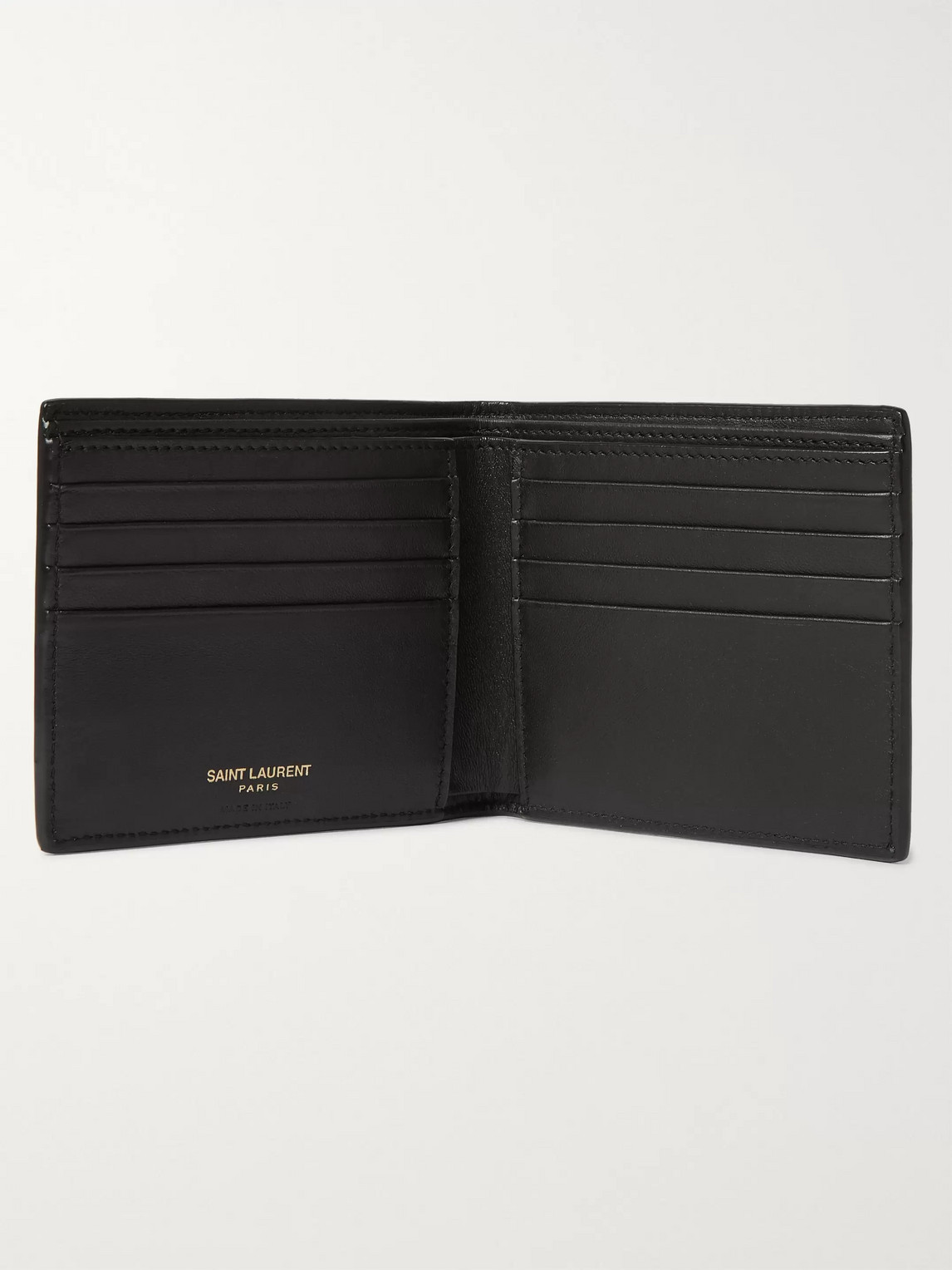 Shop Saint Laurent Logo-appliquéd Croc-effect Leather Billfold Wallet In Black