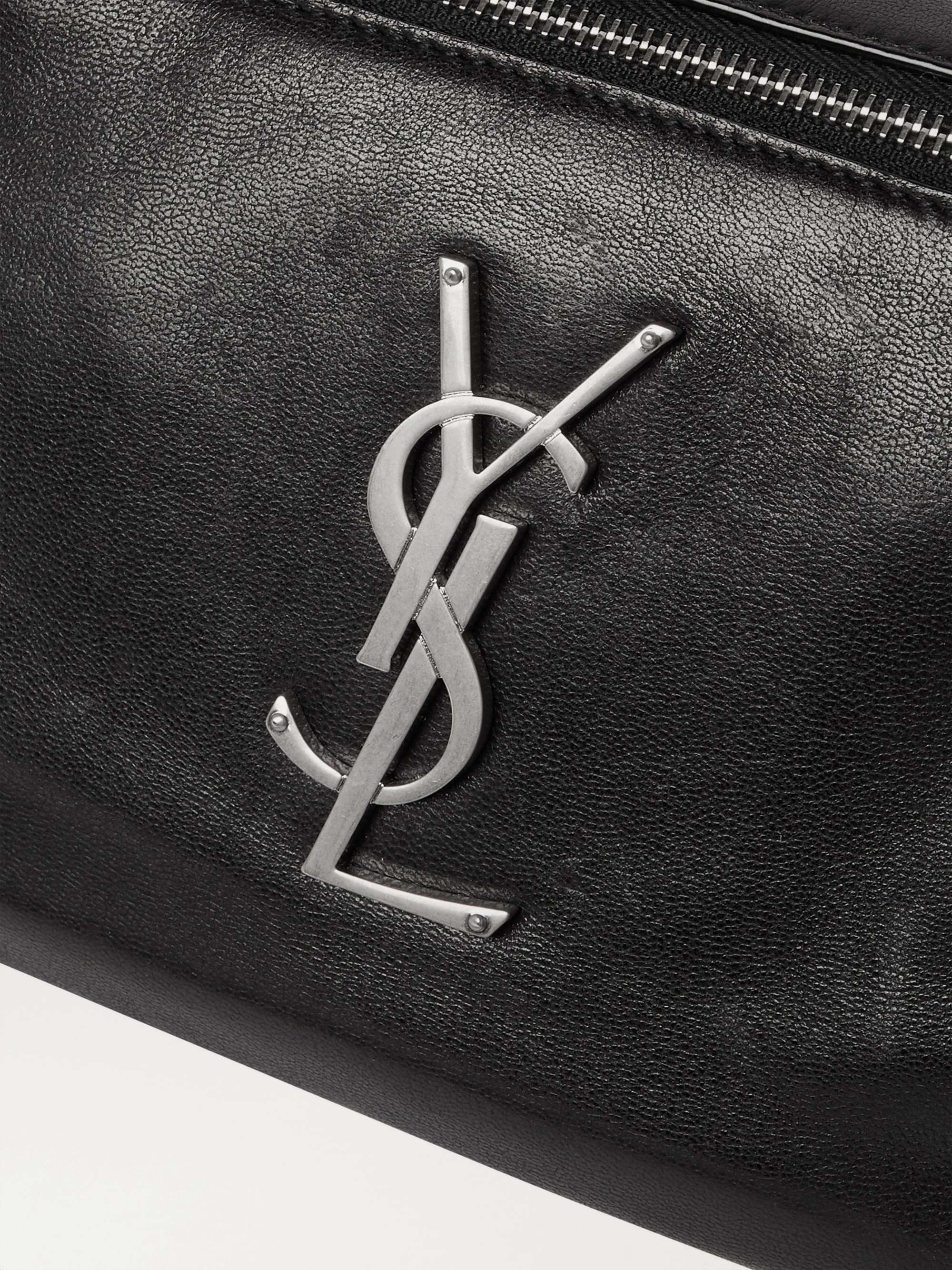 Saint Laurent Black Quilted Logo Detail Leather Belt Bag