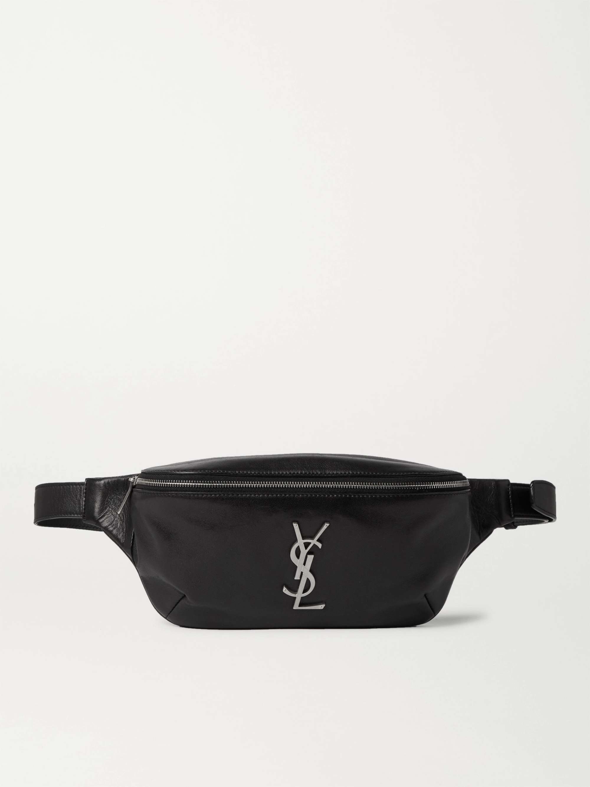 SAINT LAURENT - Logo-plaque leather belt