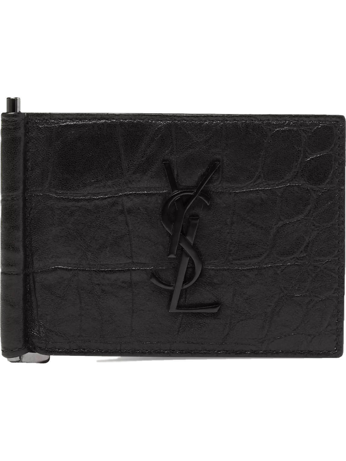 Saint Laurent Monogram Money Clip Wallet - Black