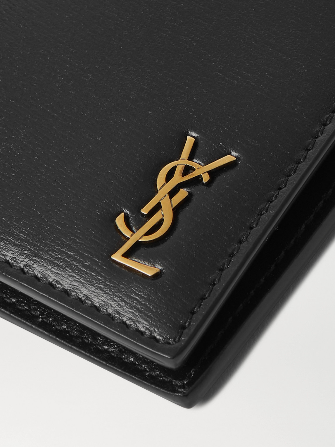 Saint Laurent Logo-appliquéd Leather Billfold Wallet In Black