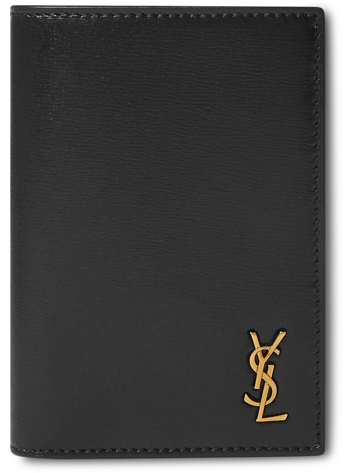 Saint Laurent Logo-appliquéd Leather Billfold Wallet In Black