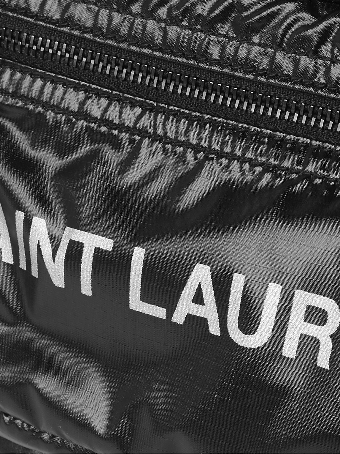 Shop Saint Laurent Logo-print Ripstop-shell Belt Bag In Black
