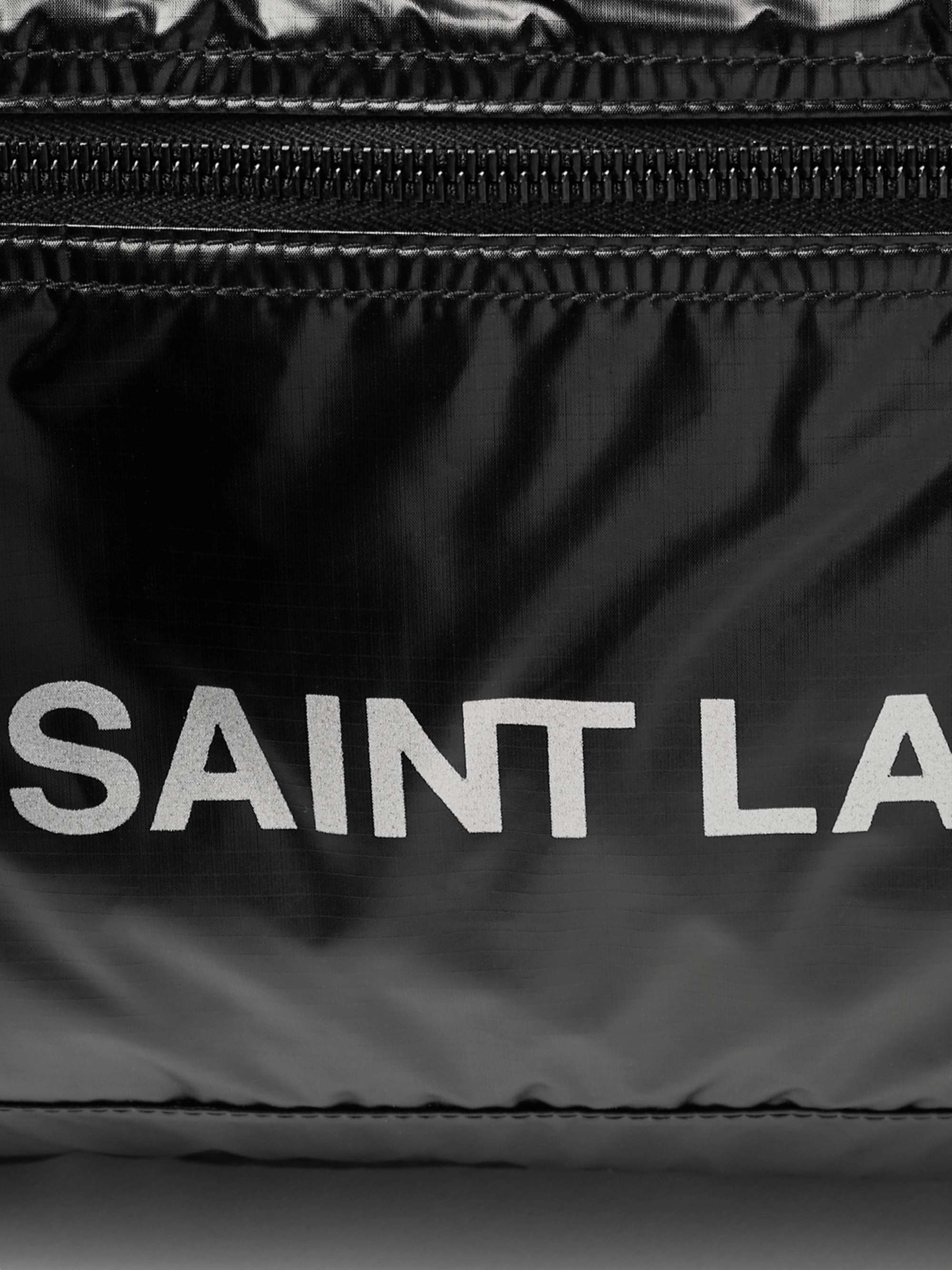 SAINT LAURENT Logo-Print Glossed-Nylon Duffle Bag