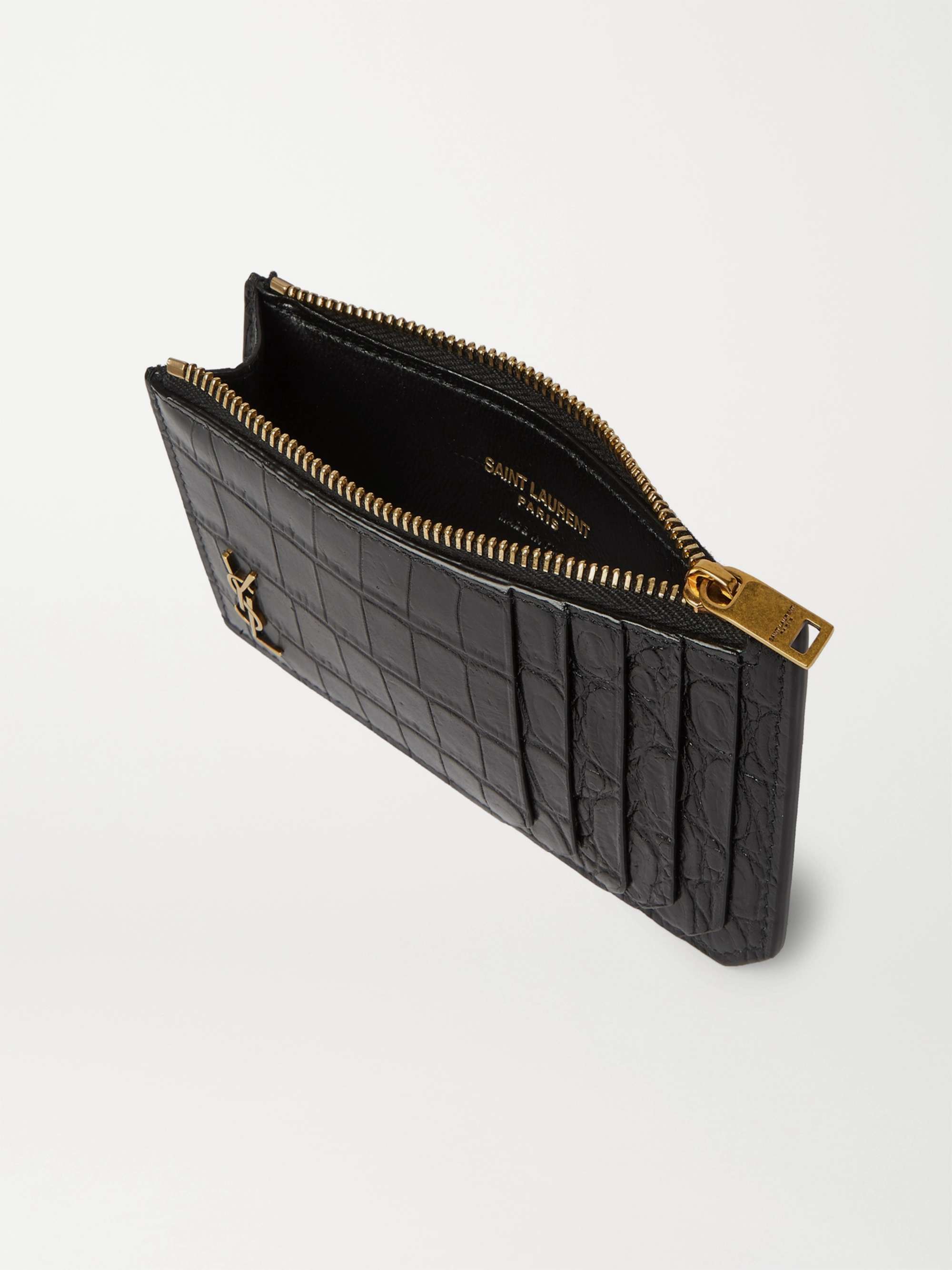 Logo-Appliquéd Croc-Effect Leather Wallet