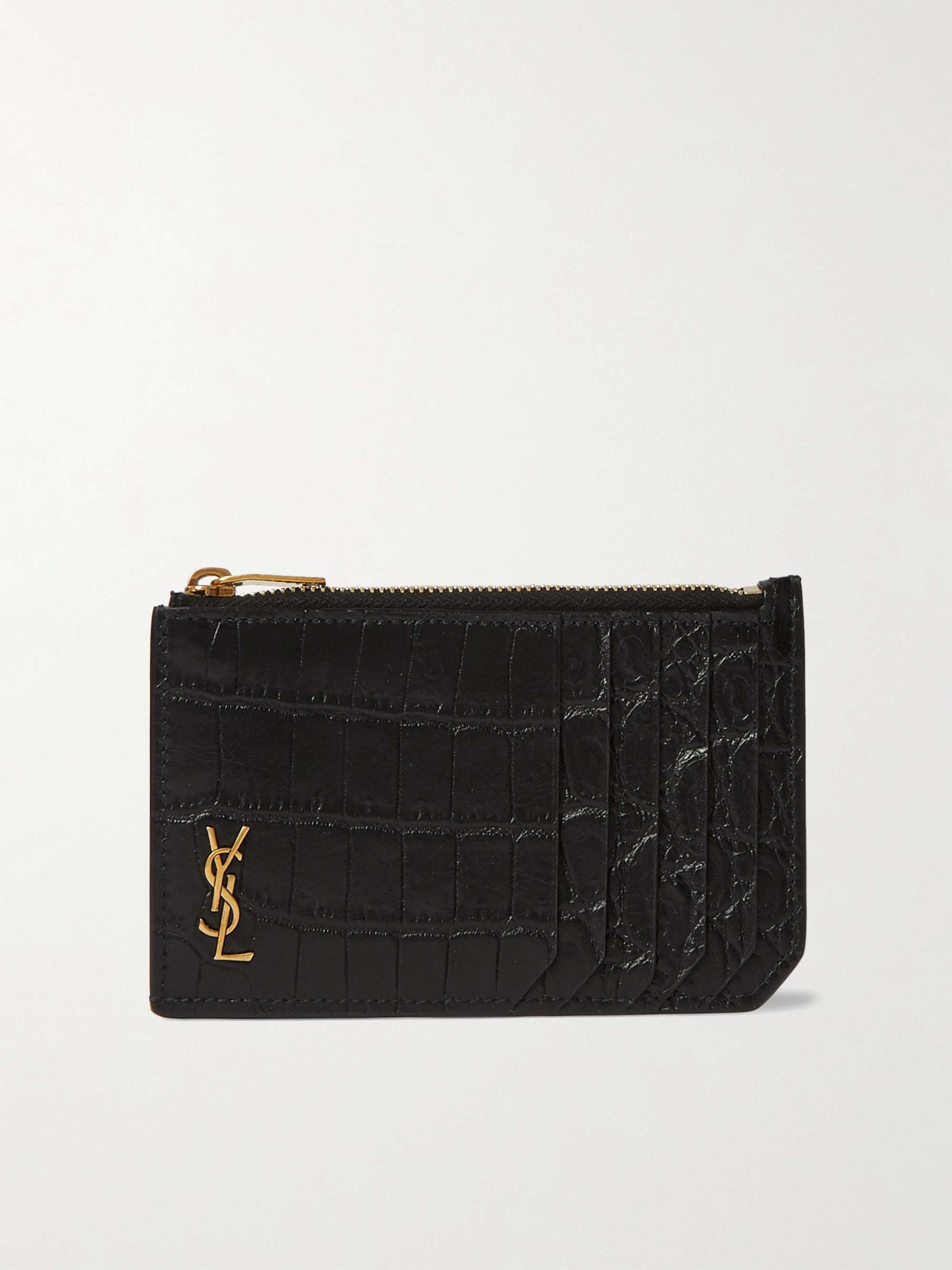 Saint Laurent - Crocodile-Embossed Money Clip Wallet - Men - Leather - One Size - Black