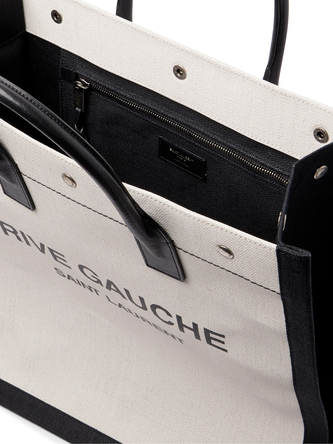 Shop Saint Laurent Noe Logo-print Leather-trimmed Canvas Tote Bag In White