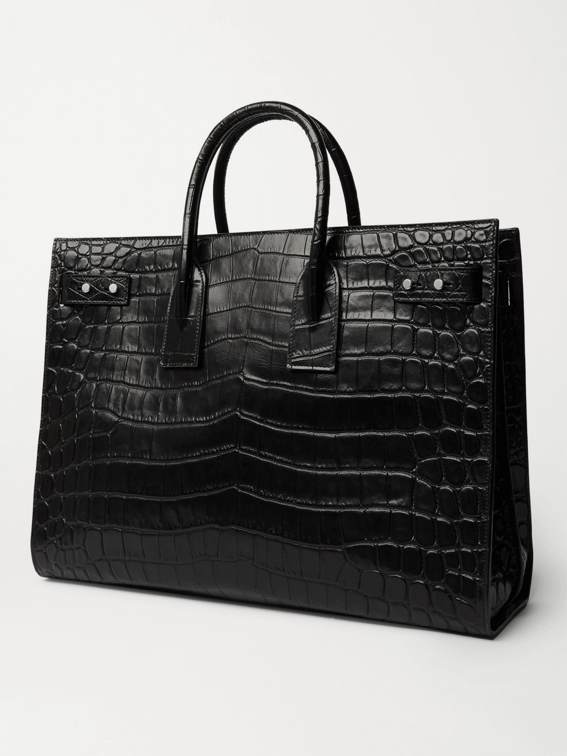 SAINT LAURENT PARIS｜ (565739 DND0J 1000) MANHATTAN small in shiny crocodile-embossed leather | Saint