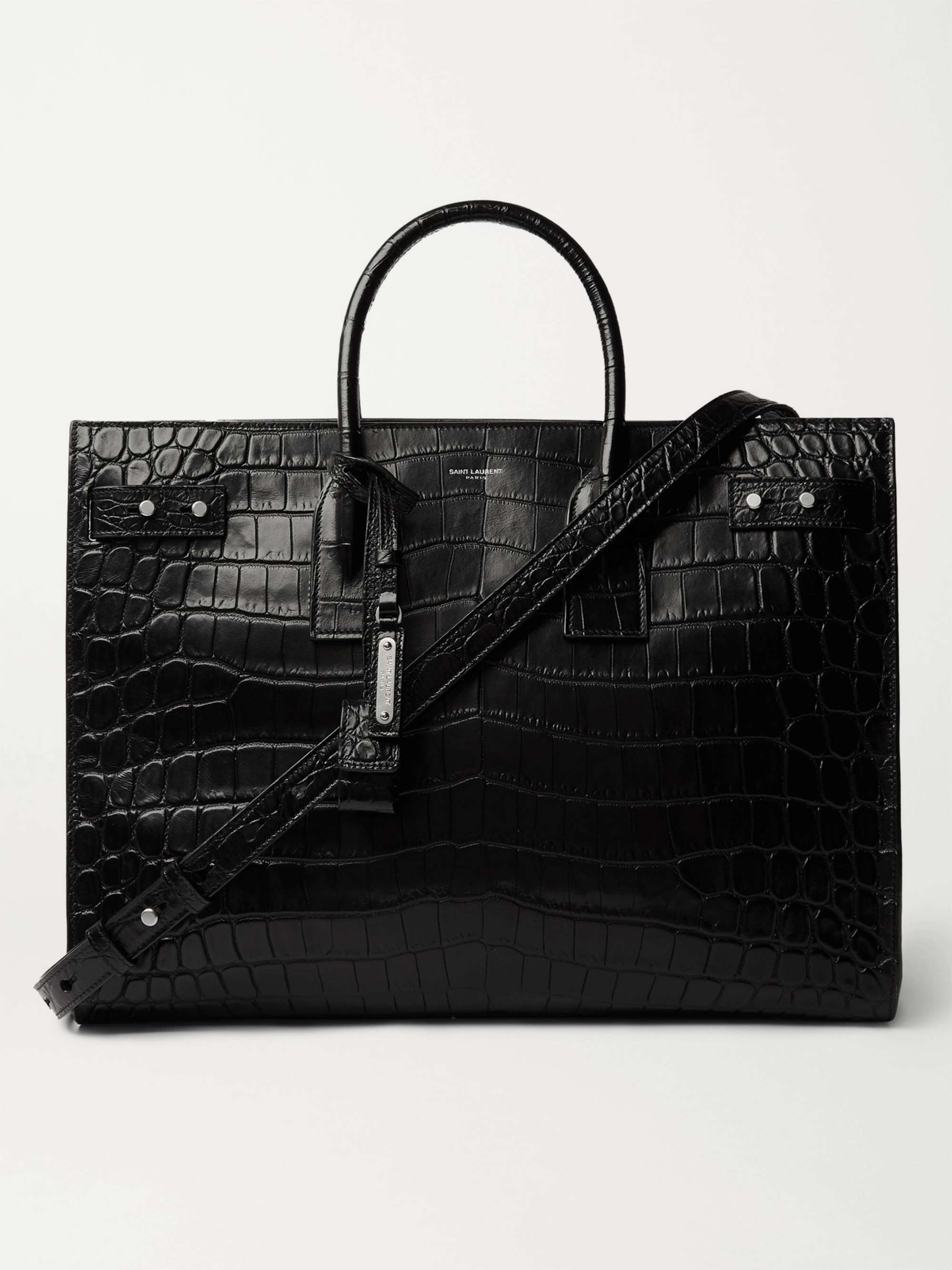 Croc-Effect Leather Tote Bag