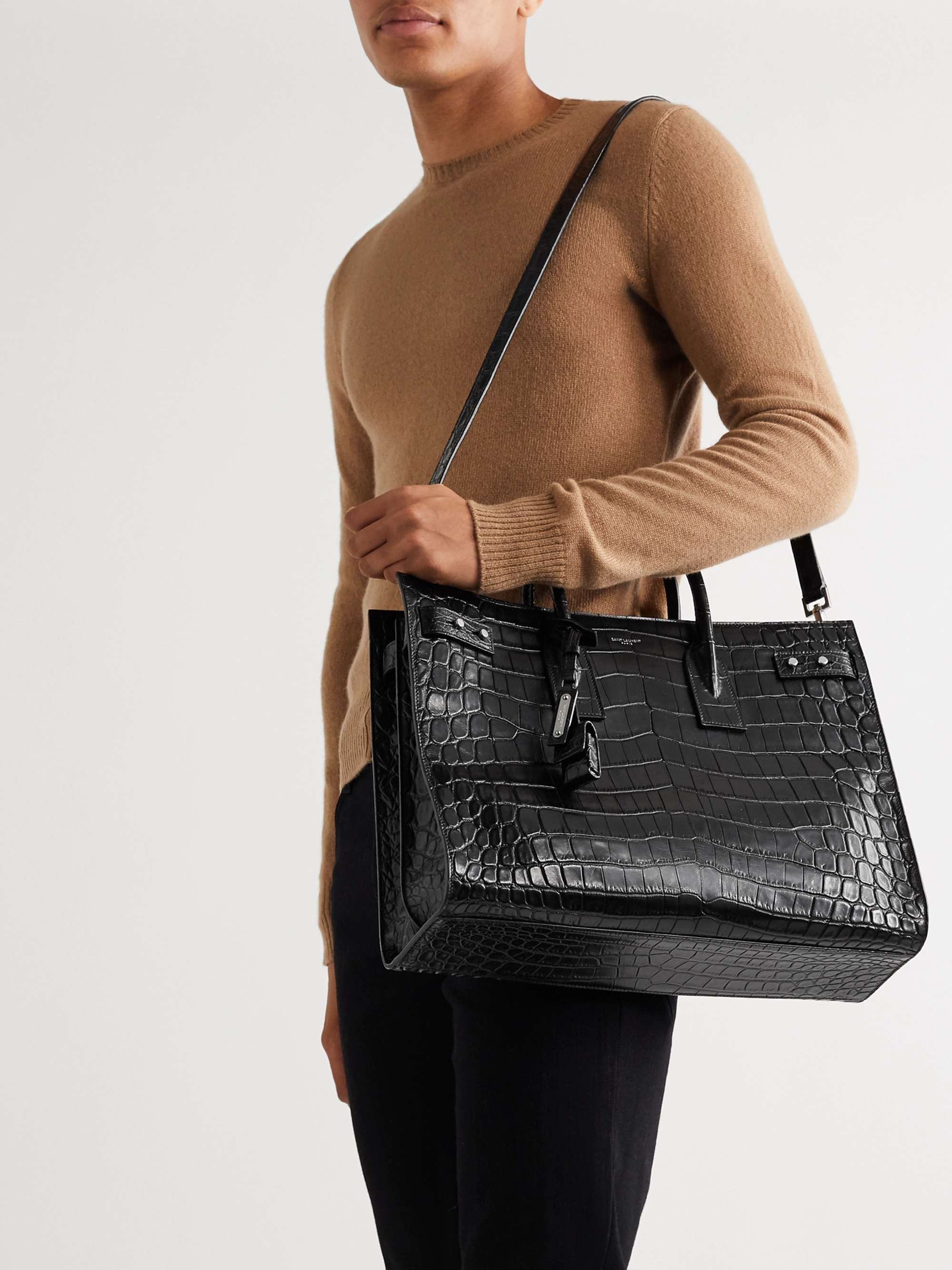 Noe Logo-Embossed Leather Tote Bag