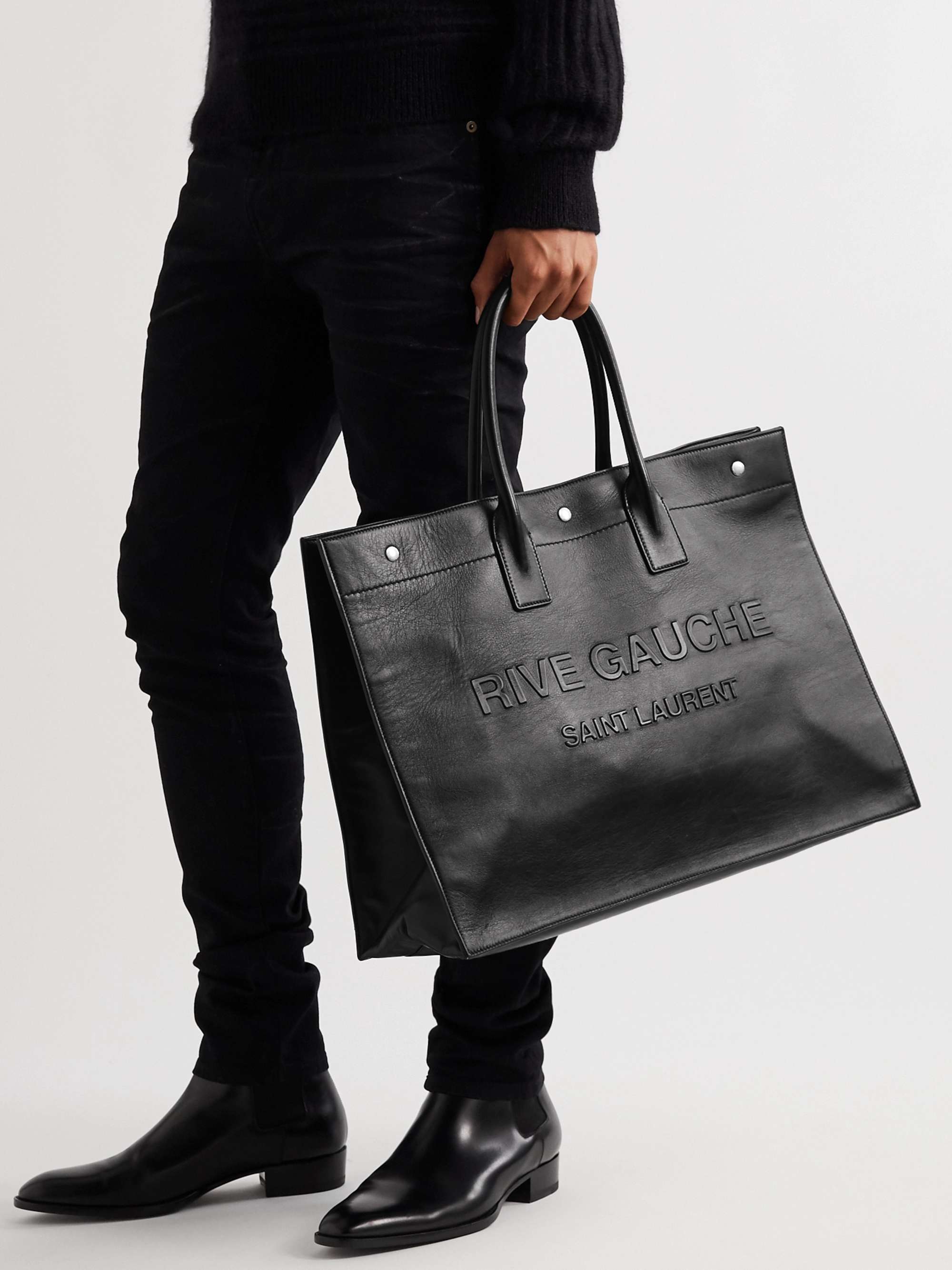 Rive Gauche Leather Tote Bag in Black - Saint Laurent