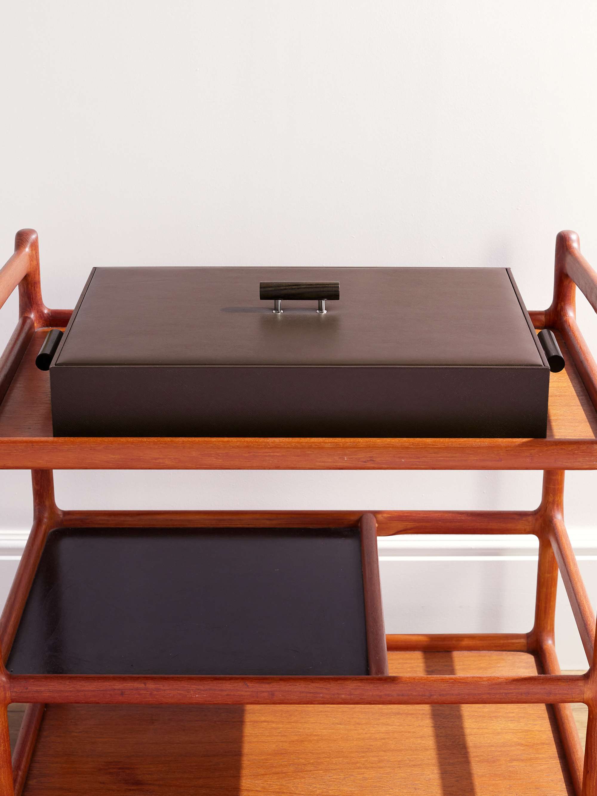 LORENZI MILANO Ebony, Leather and Stainless Steel Bar Set