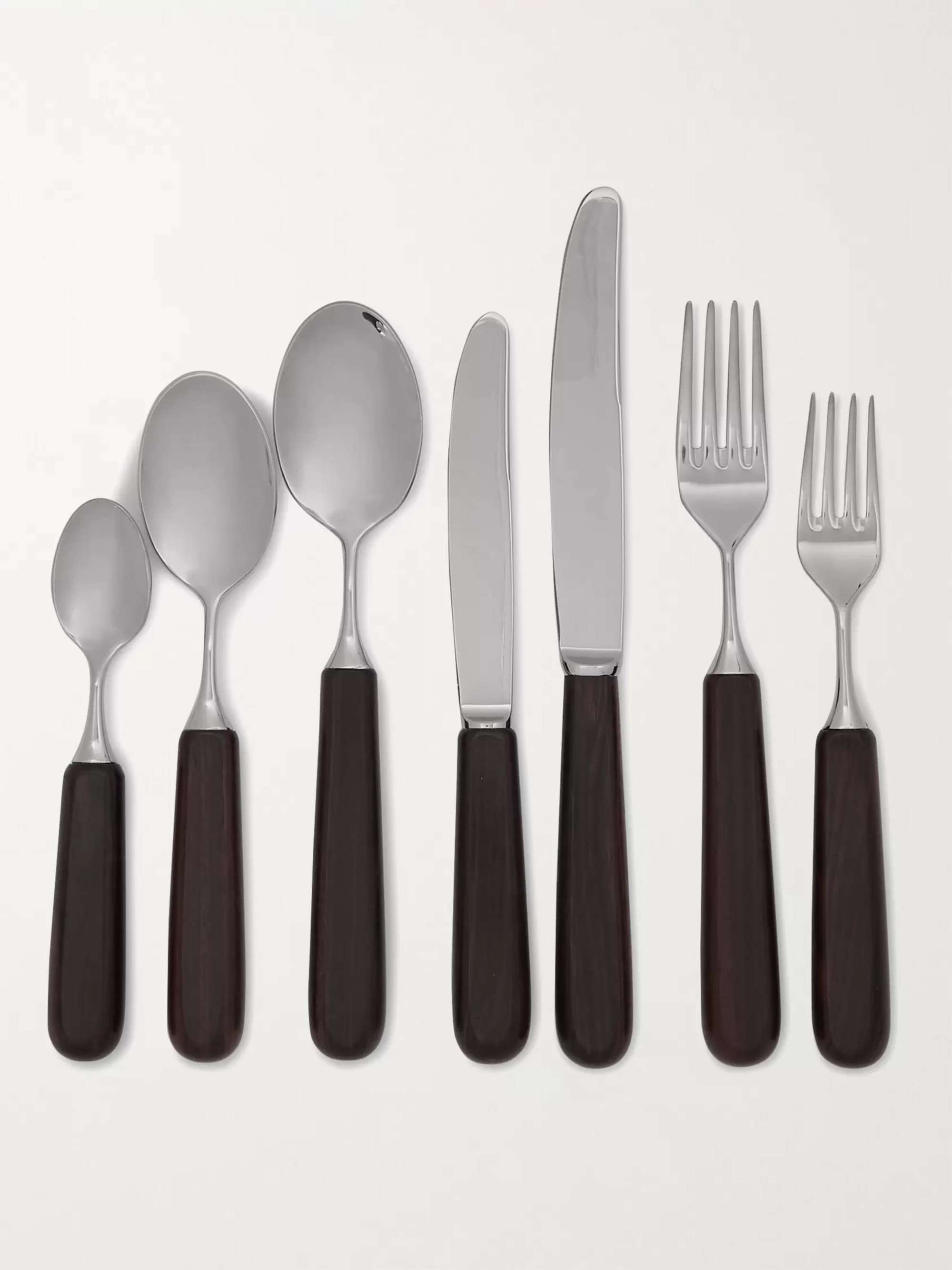 LORENZI MILANO Ebony and Chrome Garden Tableware Set