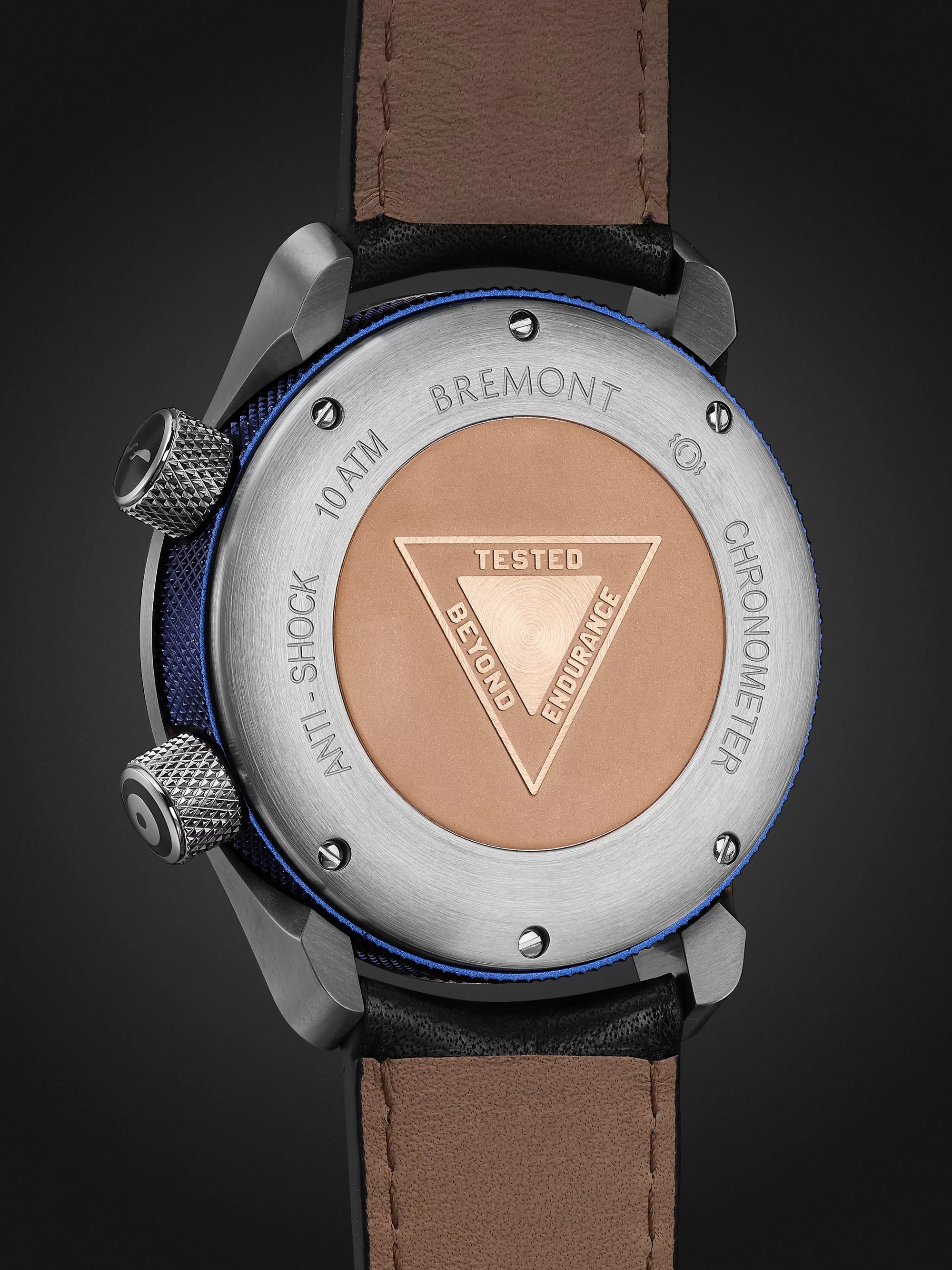 BREMONT MBII Blue Automatic 43mm Stainless Steel and Leather Watch, Ref. MBII-SS-BL-C-B-P-13R