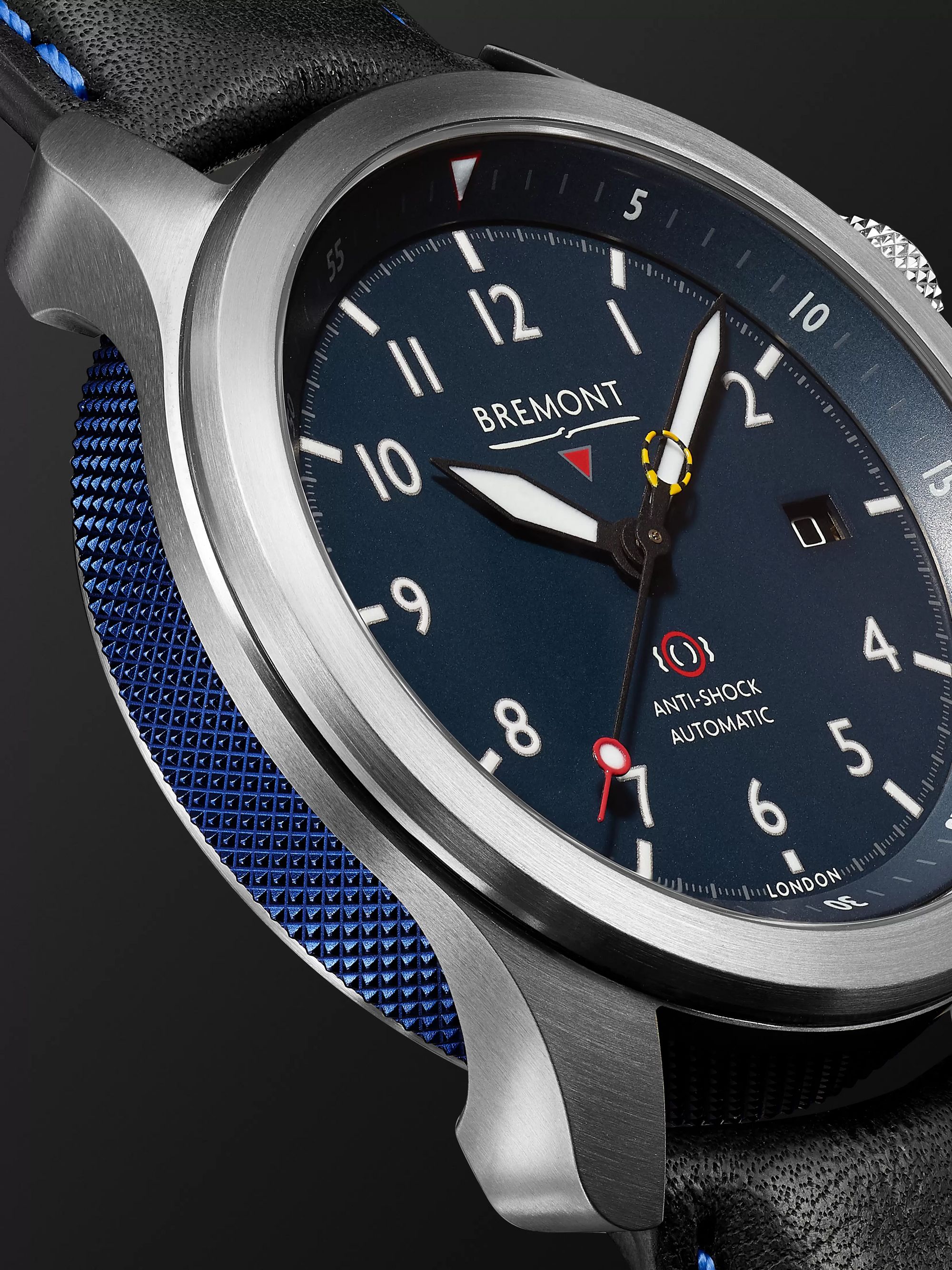 BREMONT MBII Blue Automatic 43mm Stainless Steel and Leather Watch, Ref. MBII-SS-BL-C-B-P-13R