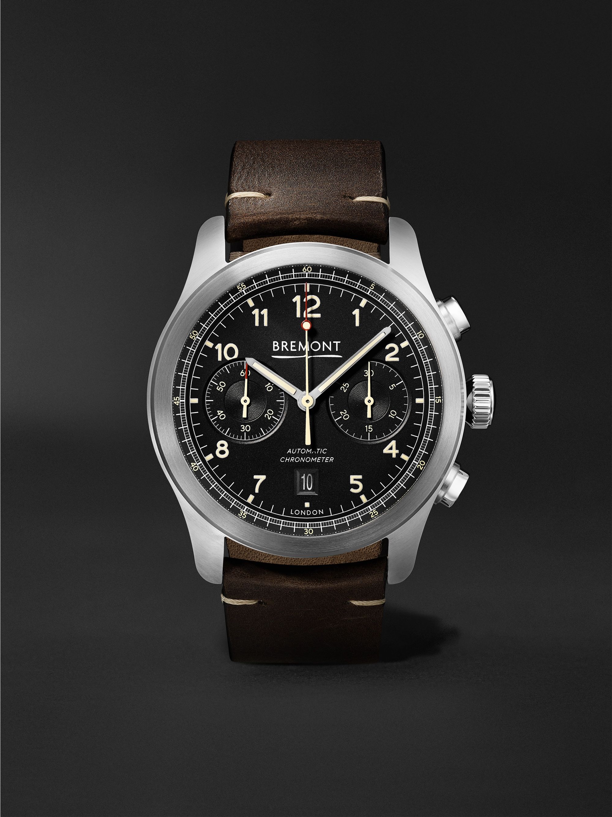 BREMONT ALT1-C Griffon Automatic Chronograph 43mm Stainless Steel and Leather Watch, Ref. No. ALT1-C-GRIFFON-R-S