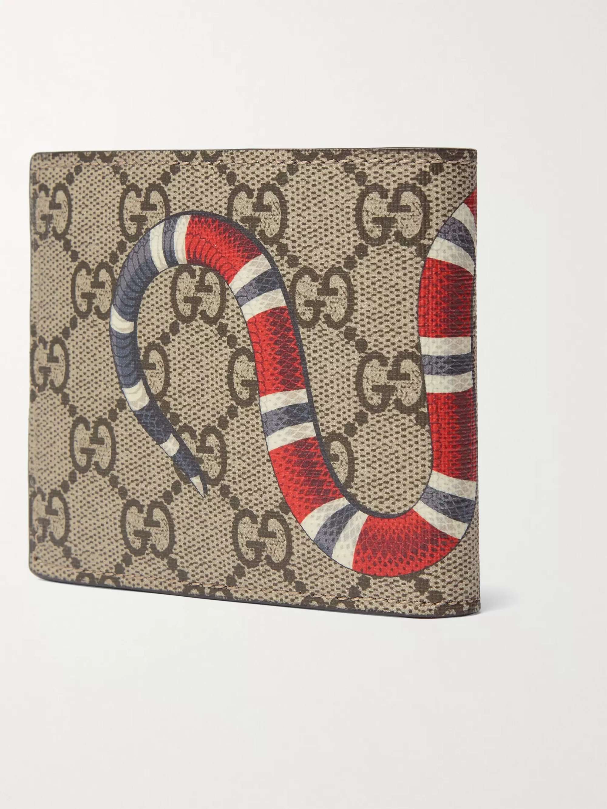GUCCI Printed Monogrammed Coated-Canvas and Leather Billfold Wallet
