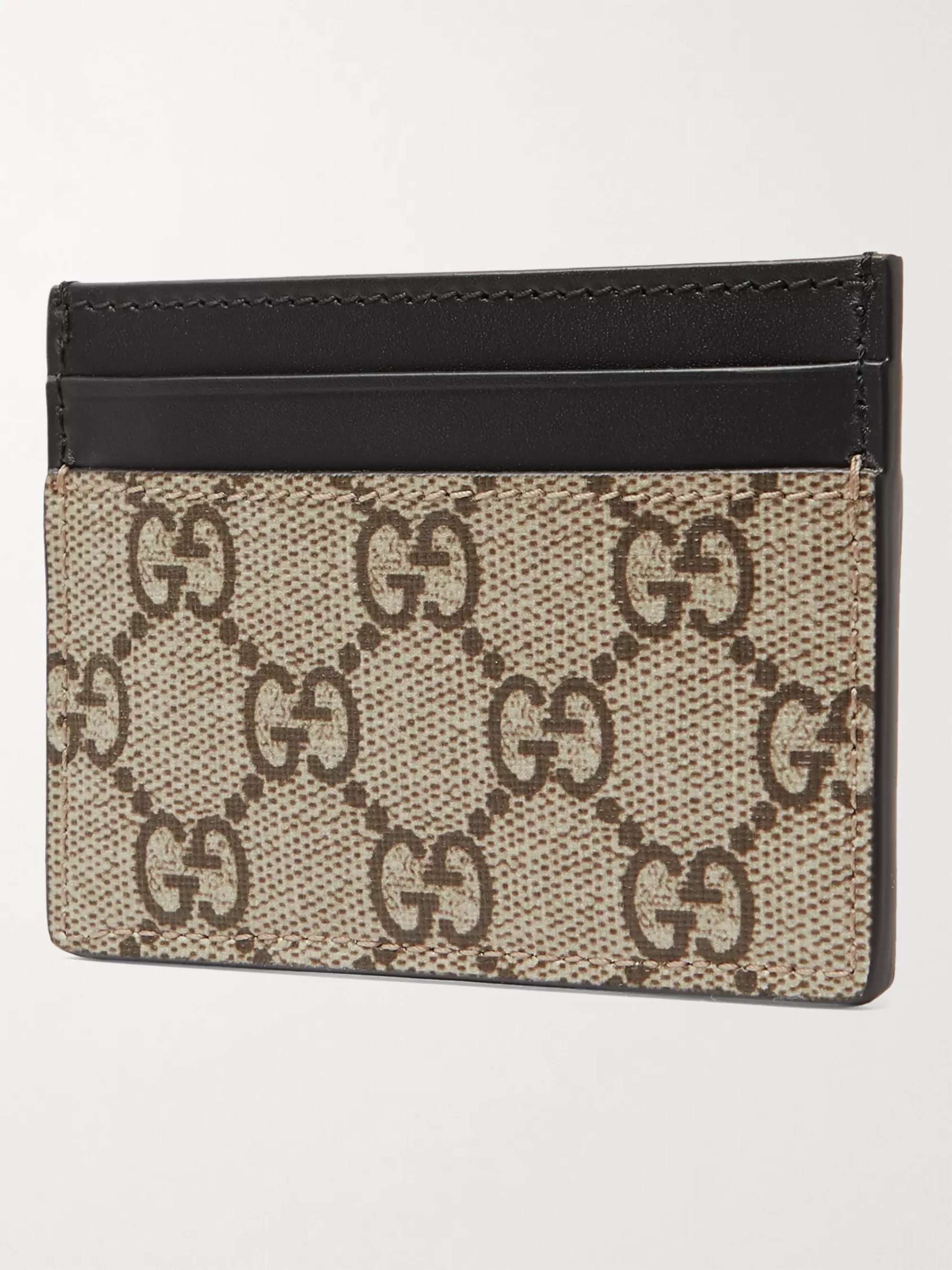 GUCCI Printed Monogrammed Coated-Canvas and Leather Cardholder