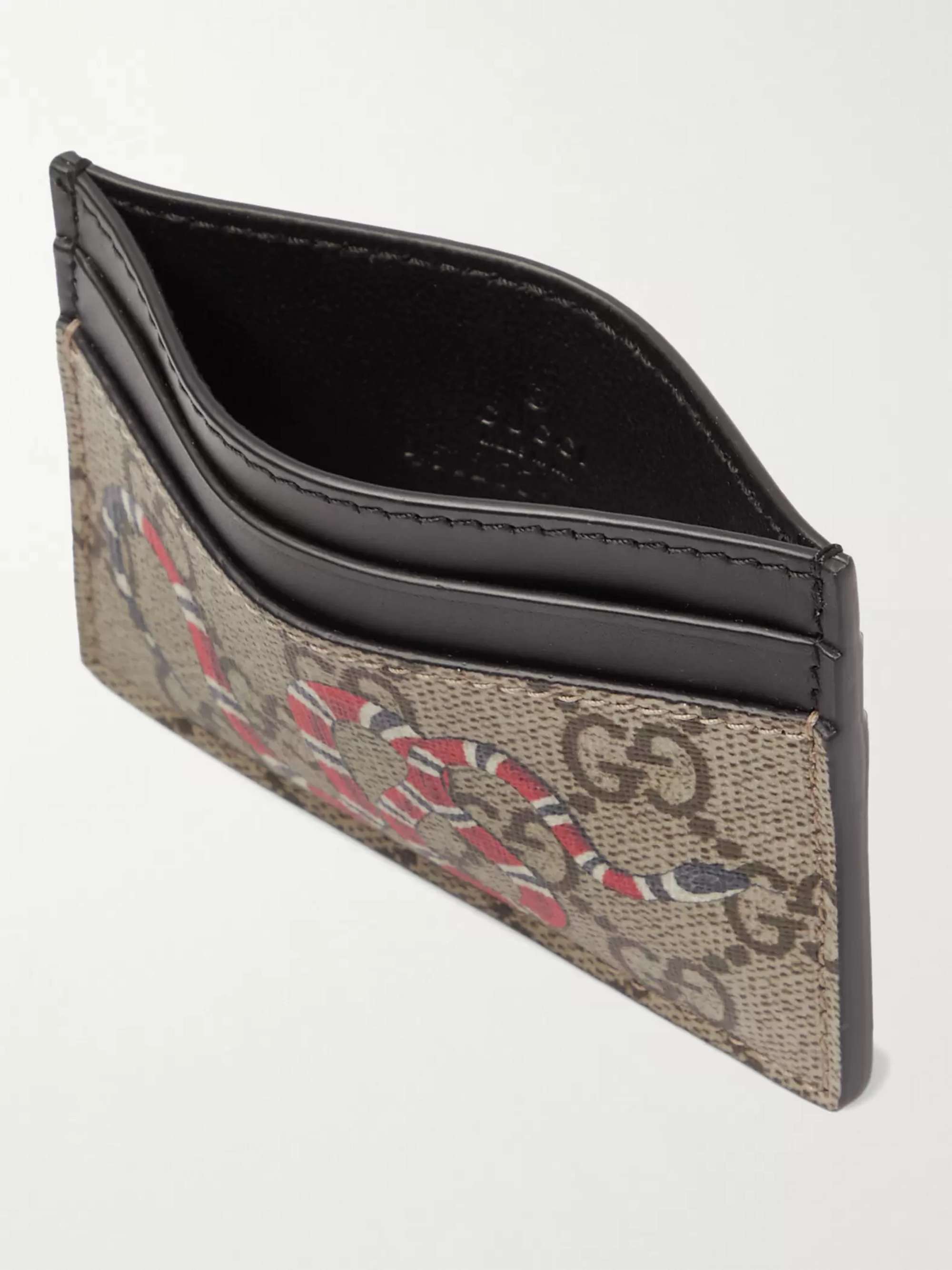 GUCCI Printed Monogrammed Coated-Canvas and Leather Cardholder