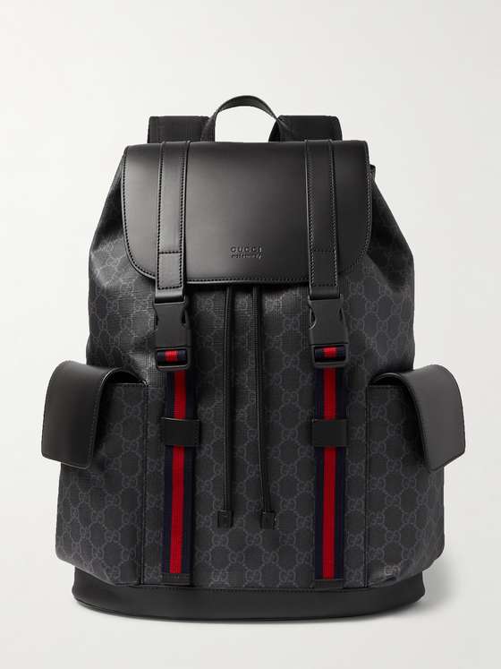 GUCCI Monogrammed Coated-Canvas and Leather Backpack for Men | MR PORTER