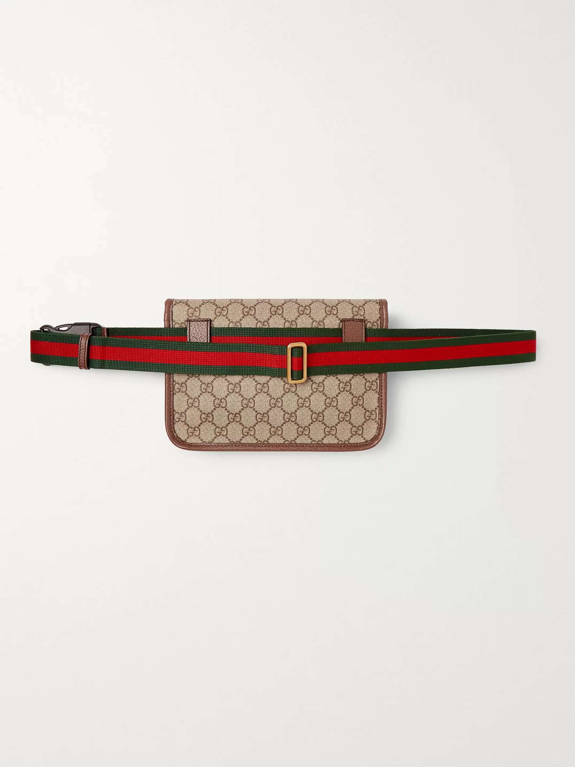 GUCCI Ophedia Leather-Trimmed Monogrammed Coated-Canvas Belt Bag