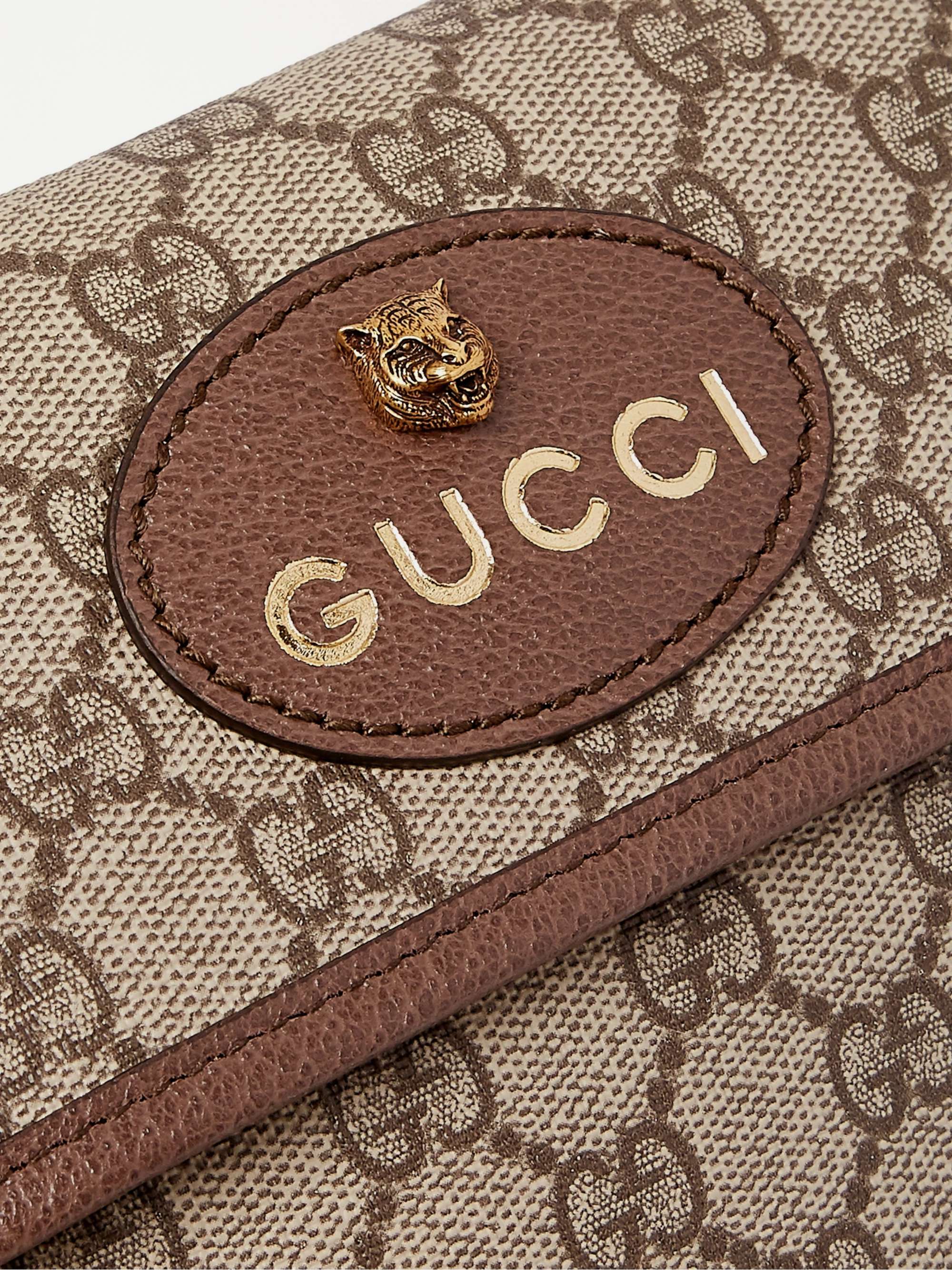 GUCCI Ophedia Leather-Trimmed Monogrammed Coated-Canvas Belt Bag