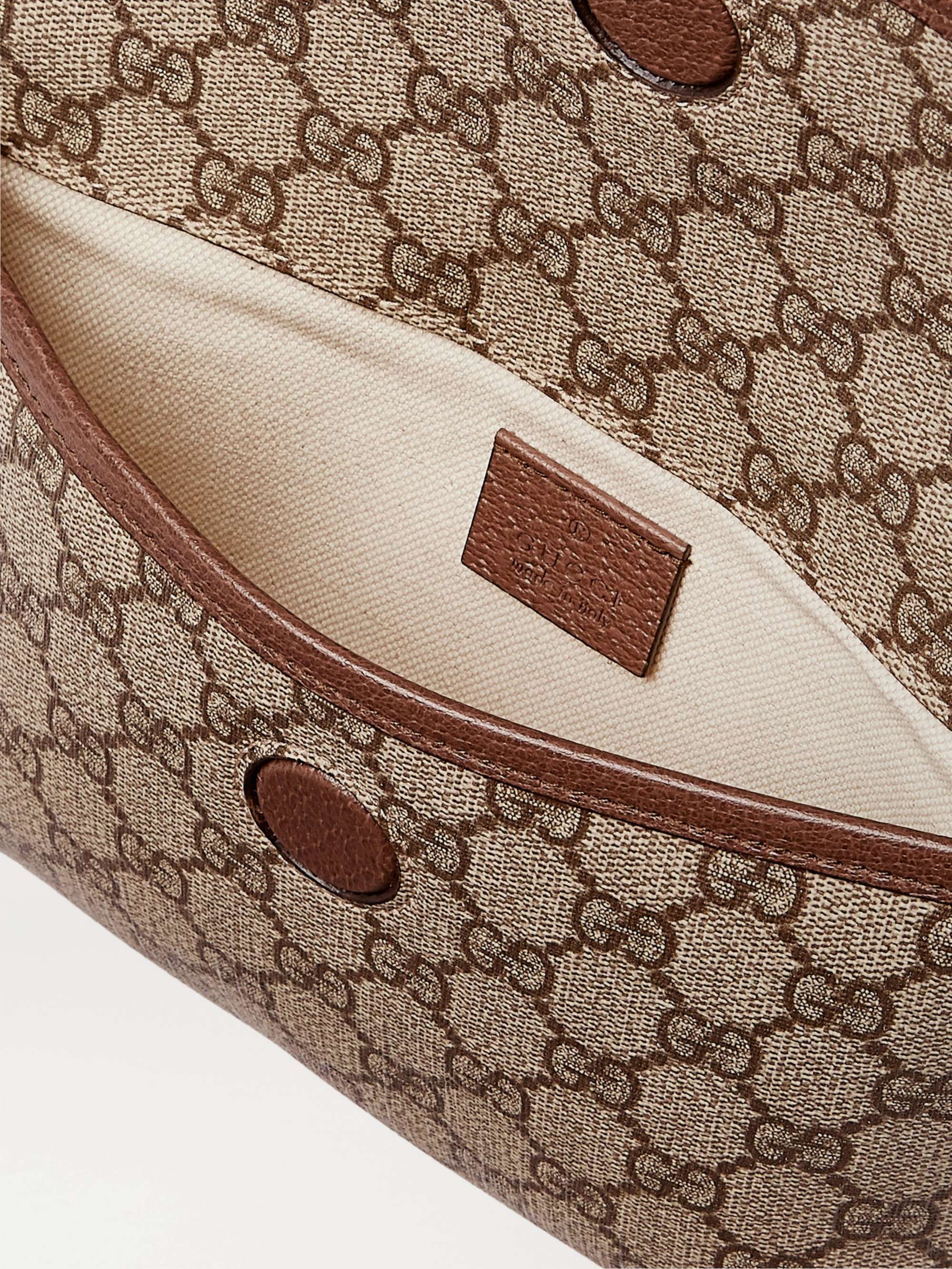 GUCCI Ophedia Leather-Trimmed Monogrammed Coated-Canvas Belt Bag