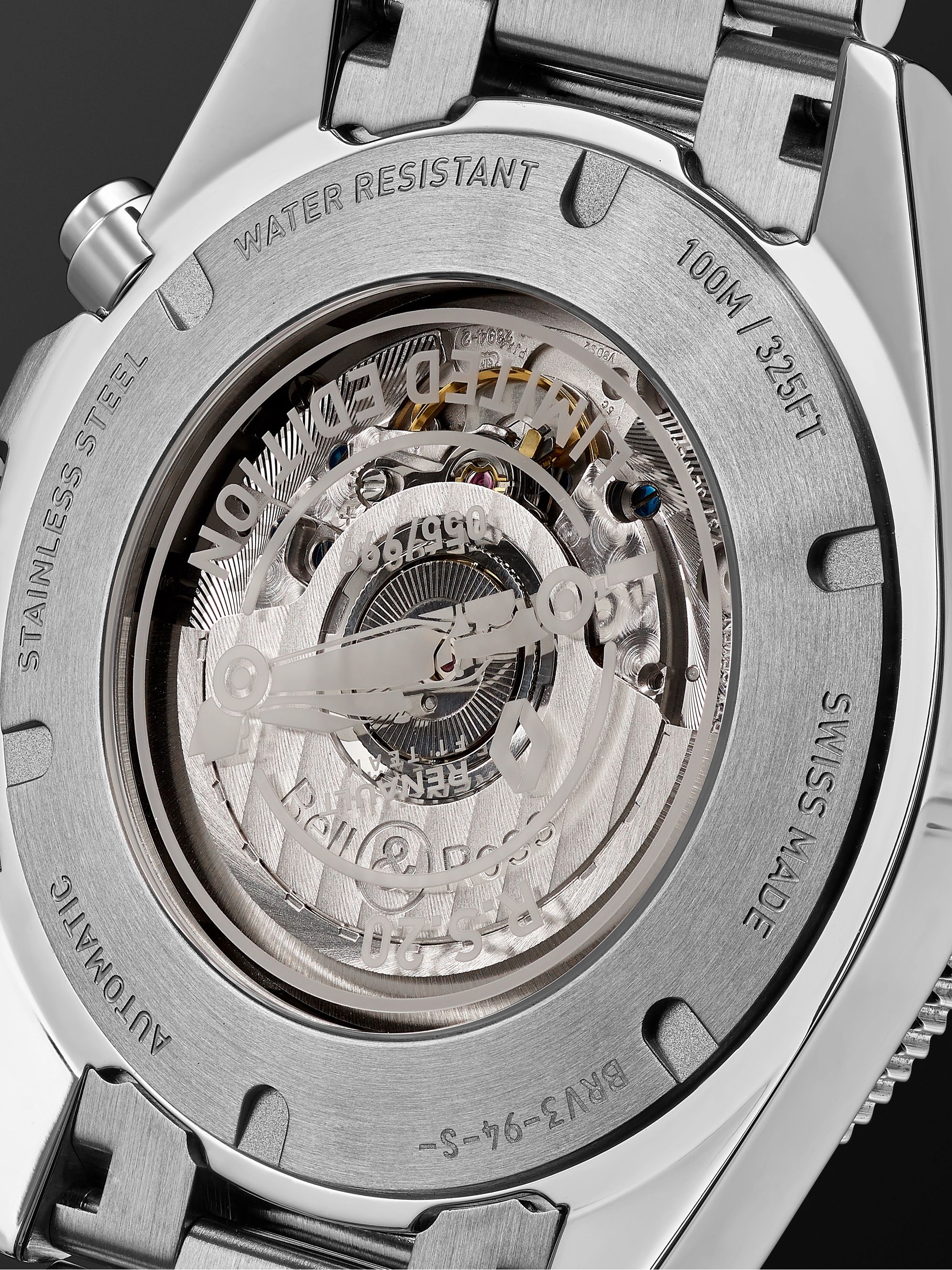 BELL & ROSS BR V3-94 R.S.20 Limited Edition Automatic Chronograph 43mm Stainless Steel Watch, Ref. No. BRV394-RS20/SST