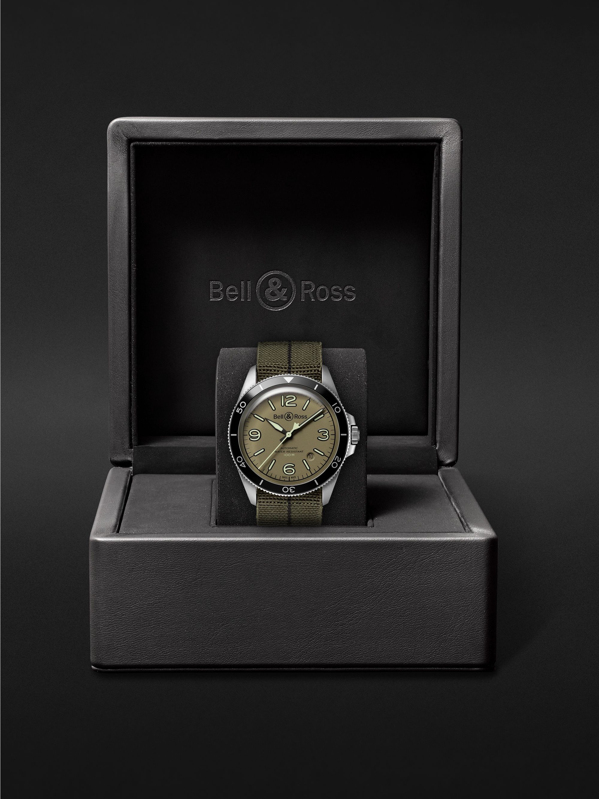 BELL & ROSS BR V2-92 Military Green Automatic 41mm Stainless Steel and Canvas Watch, Ref. No. BRV292-MKA-ST/SF