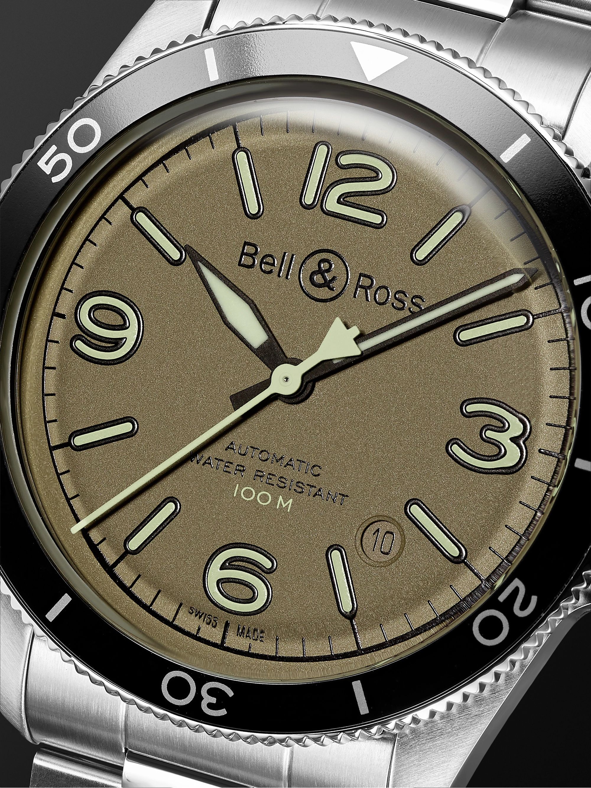 BELL & ROSS BR V2-92 Military Green Automatic 41mm Stainless Steel Watch, Ref. No. BRV292-MKA-ST/SST