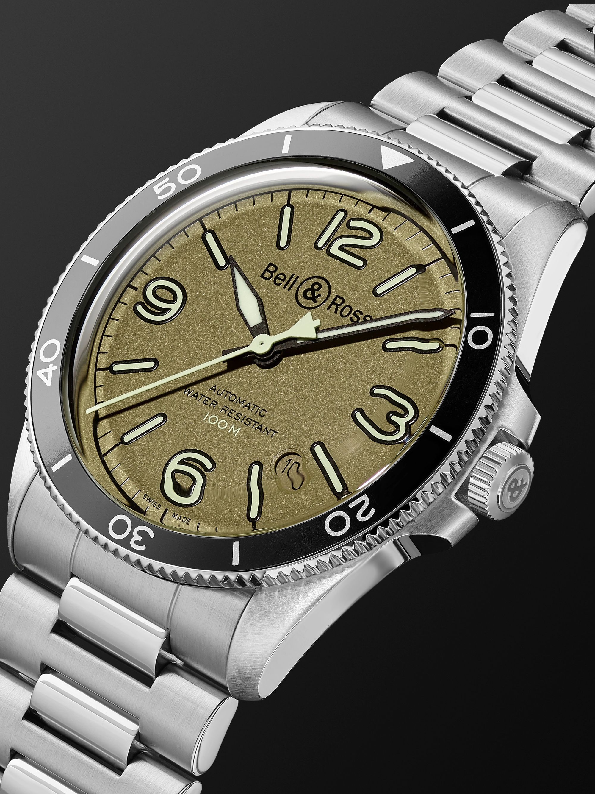 BELL & ROSS BR V2-92 Military Green Automatic 41mm Stainless Steel Watch, Ref. No. BRV292-MKA-ST/SST