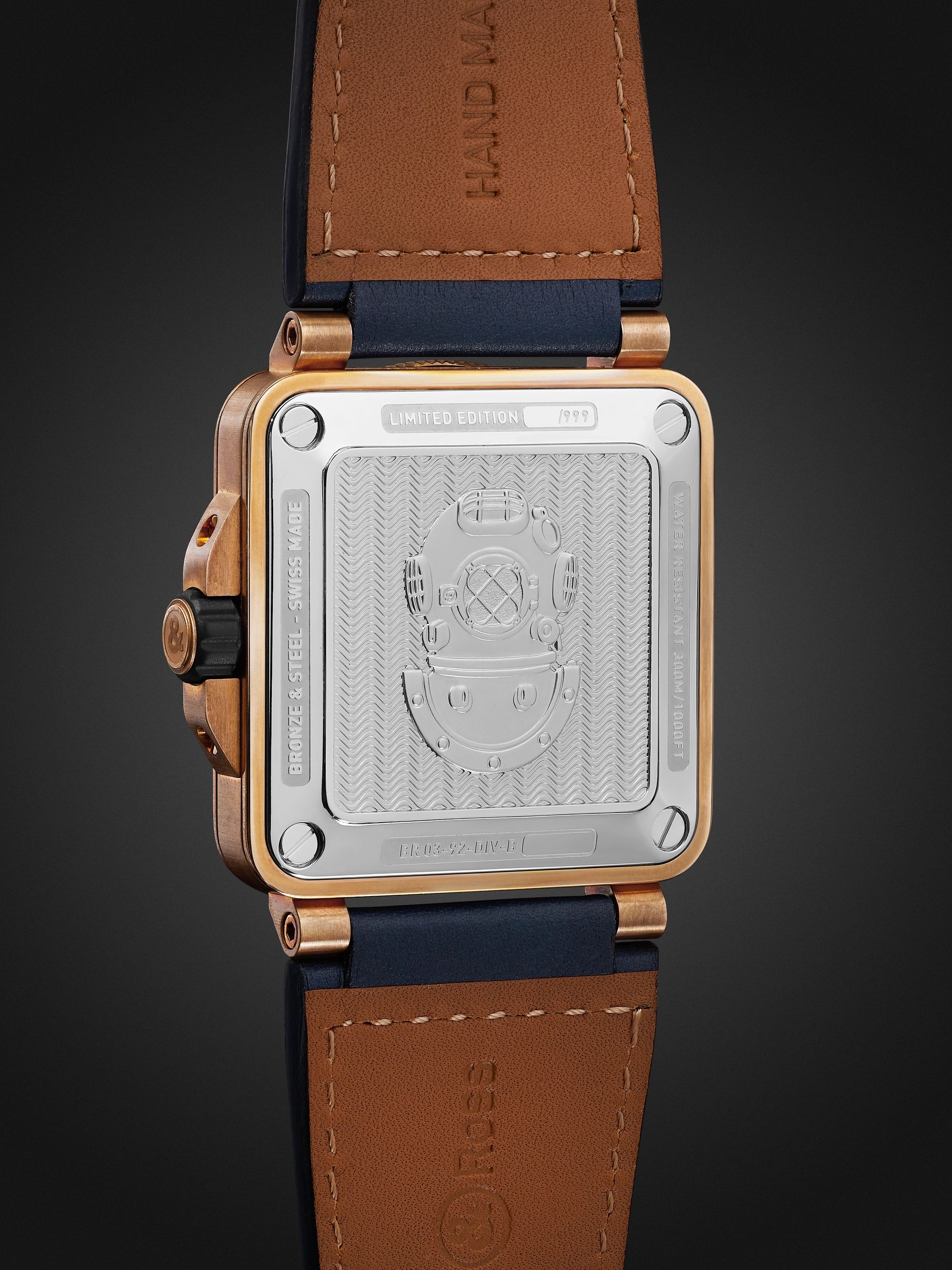 BELL & ROSS BR 03-92 Diver Limited Edition Automatic 42mm Bronze and Leather Watch, Ref.No R0392-D-BR-BR/SCA