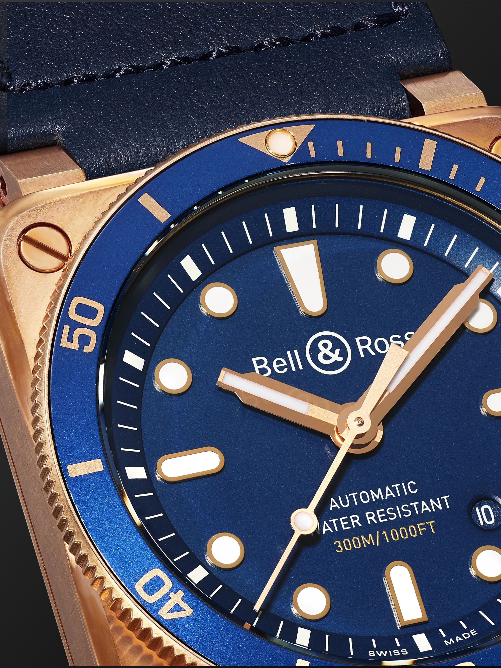 BELL & ROSS BR 03-92 Diver Limited Edition Automatic 42mm Bronze and Leather Watch, Ref.No R0392-D-BR-BR/SCA