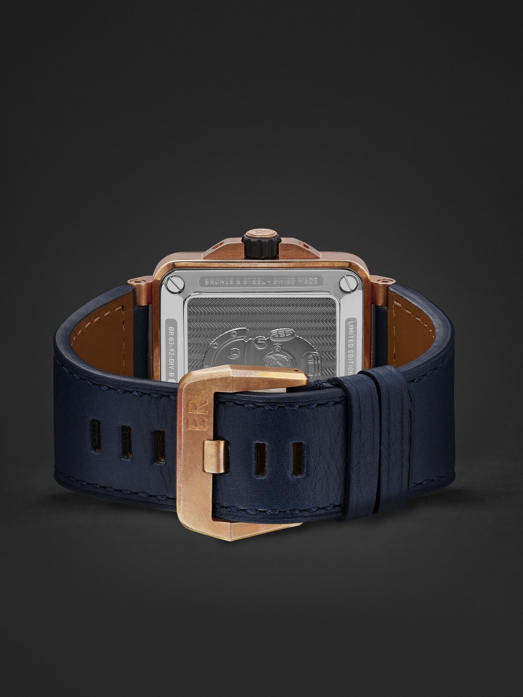 BELL & ROSS BR 03-92 Diver Limited Edition Automatic 42mm Bronze and Leather Watch, Ref.No R0392-D-BR-BR/SCA