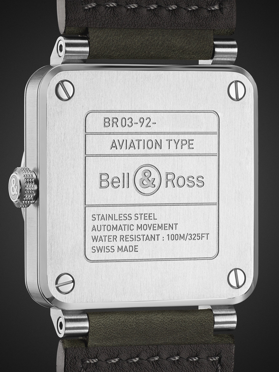 Shop Bell & Ross Br 03-92 Grey Lum Automatic 42mm Stainless Steel And Leather Watch, Ref. No. Br0392-gc3-st/sca In Black
