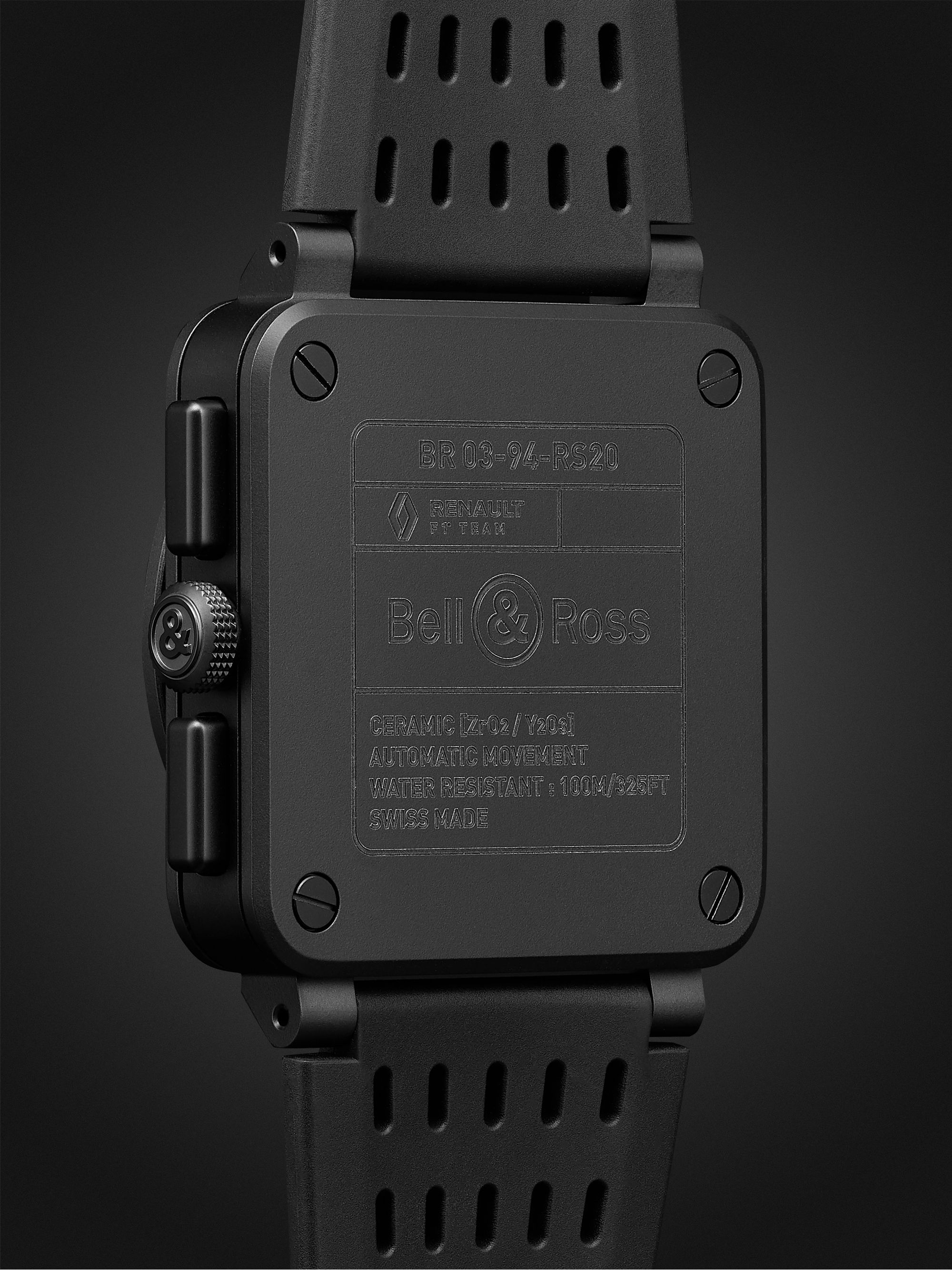 BELL & ROSS BR 03-94 R.S.20 Limited Edition Automatic Chronograph 42mm Ceramic and Rubber Watch, Ref. No. BR0394-RS20/SRB
