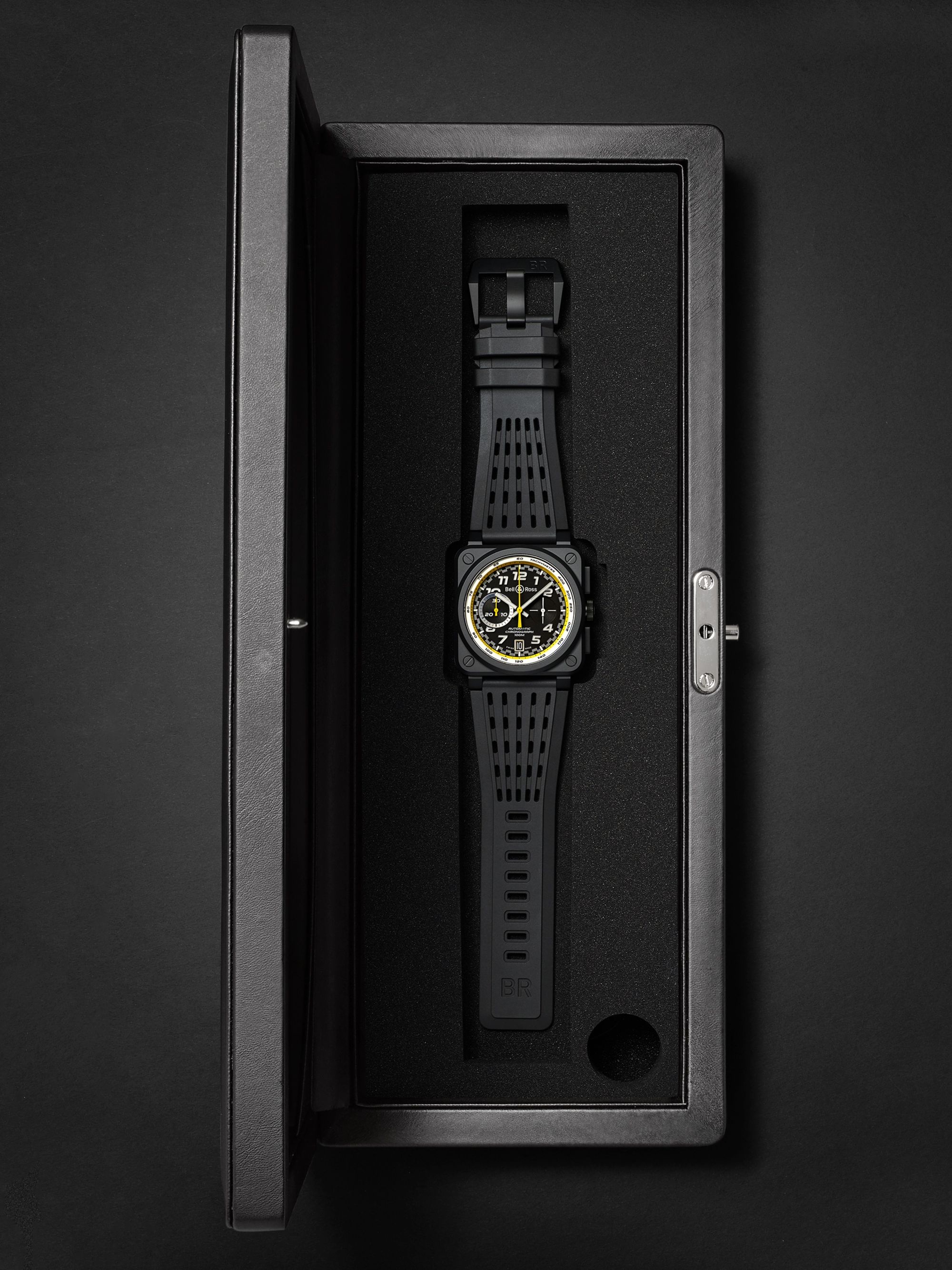 BELL & ROSS BR 03-94 R.S.20 Limited Edition Automatic Chronograph 42mm Ceramic and Rubber Watch, Ref. No. BR0394-RS20/SRB