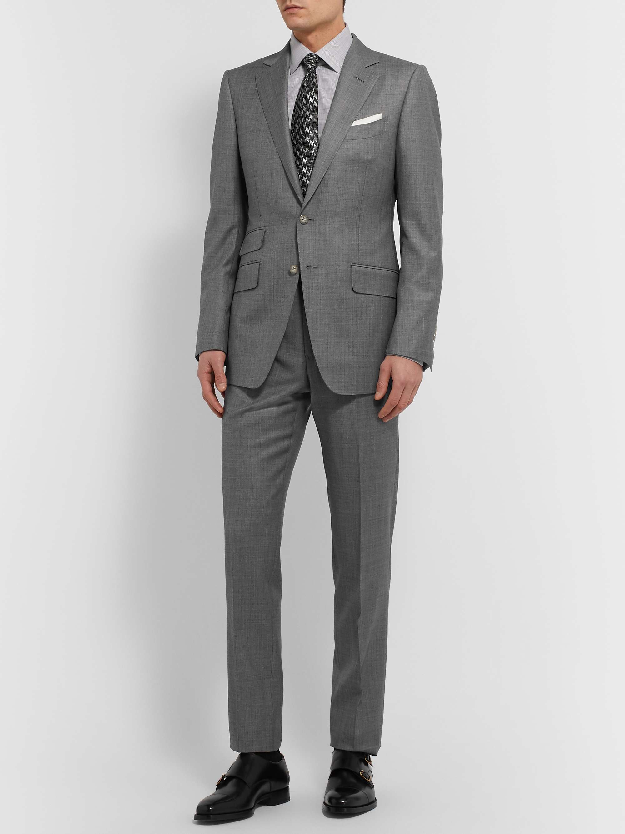 TOM FORD Slim-Fit Super 110s Sharkskin Wool Suit Trousers
